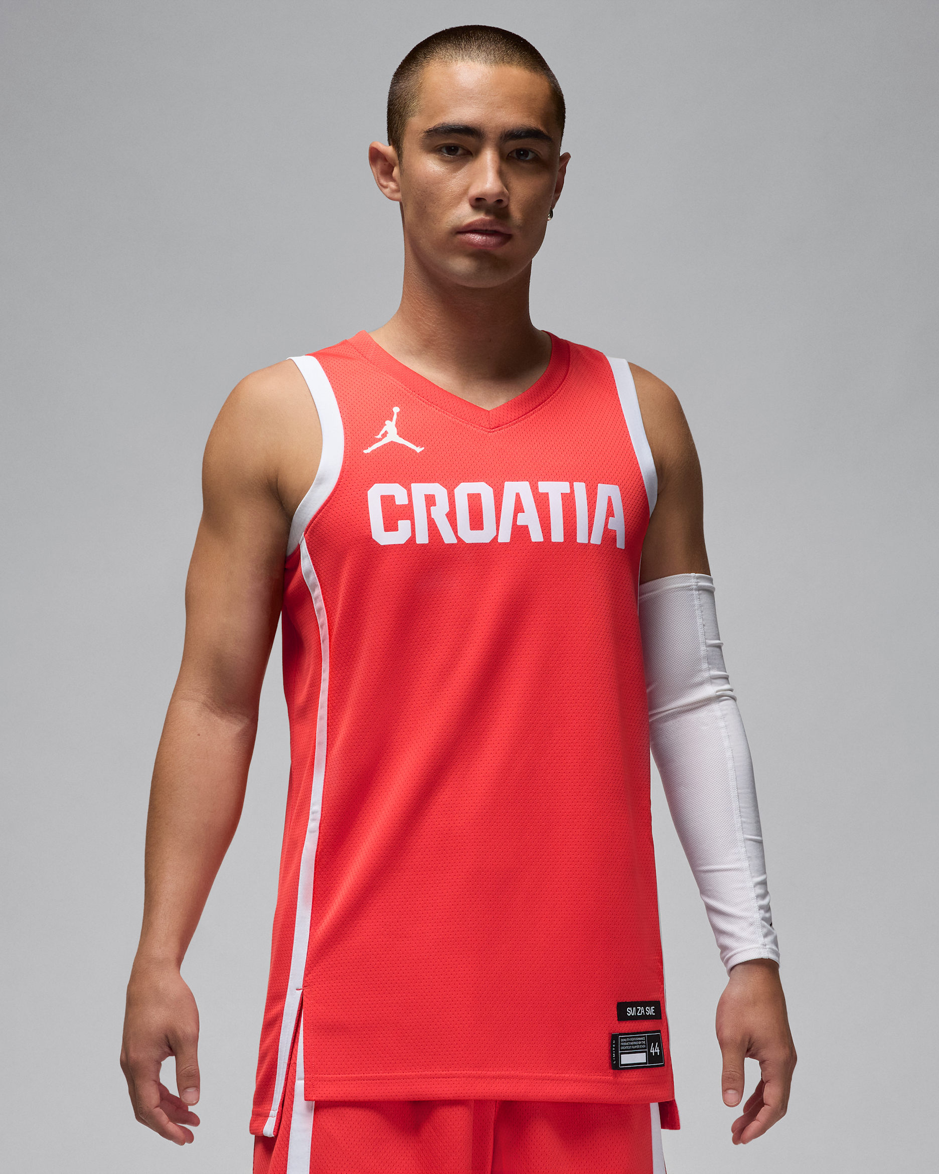 Camisola de basquetebol Nike Croatia Limited Road para homem - Vermelho Chile/Branco