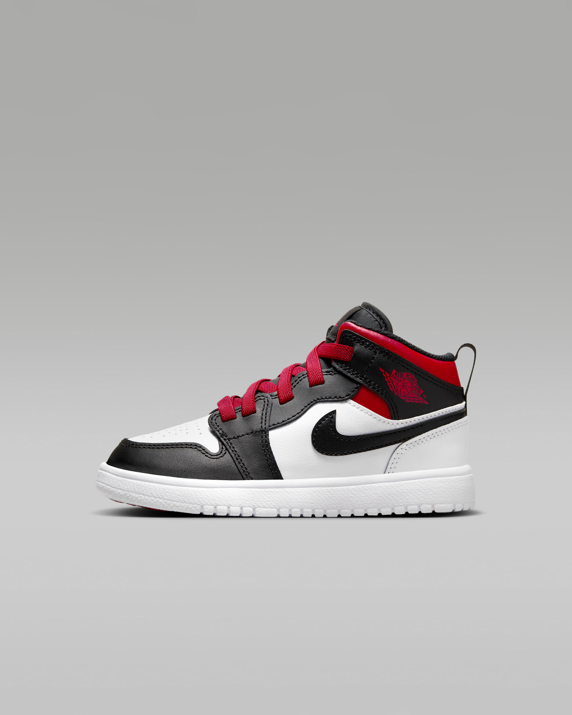 Jordan 1 Mid Alt Younger Kids' Shoes - White/Black/Gym Red