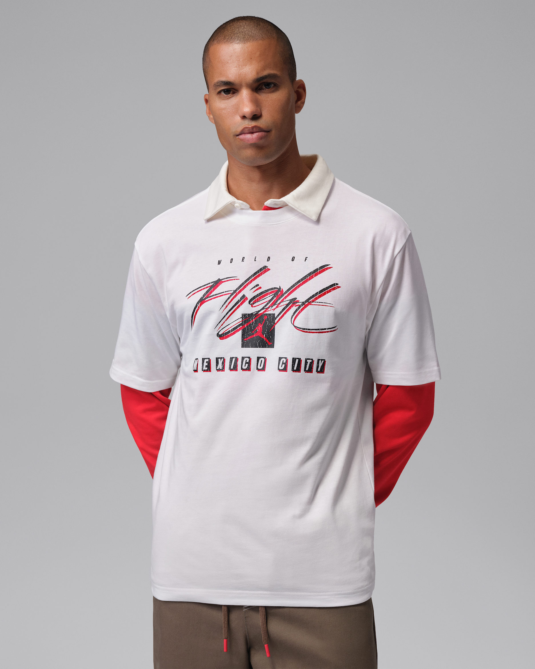 Playera Mexico City para hombre Jordan World of Flight - Blanco/Rojo gimnasio