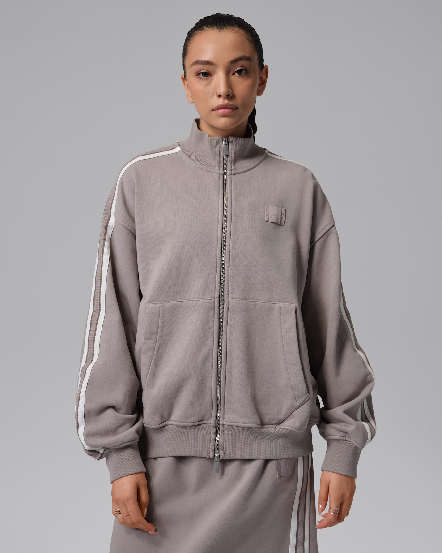 Jordan Flight Fleece Women's French Terry Full-Zip Jacket - Enigma Stone/Cobblestone