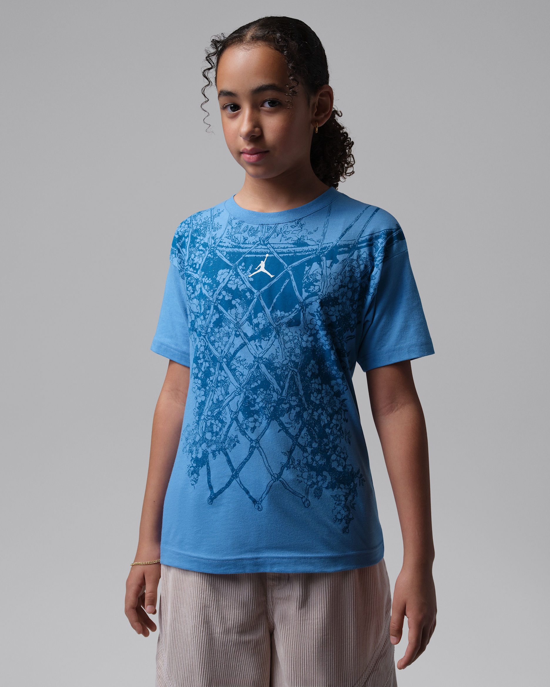 Jordan Big Kids' Net Bouquet T-Shirt - Blue Beyond