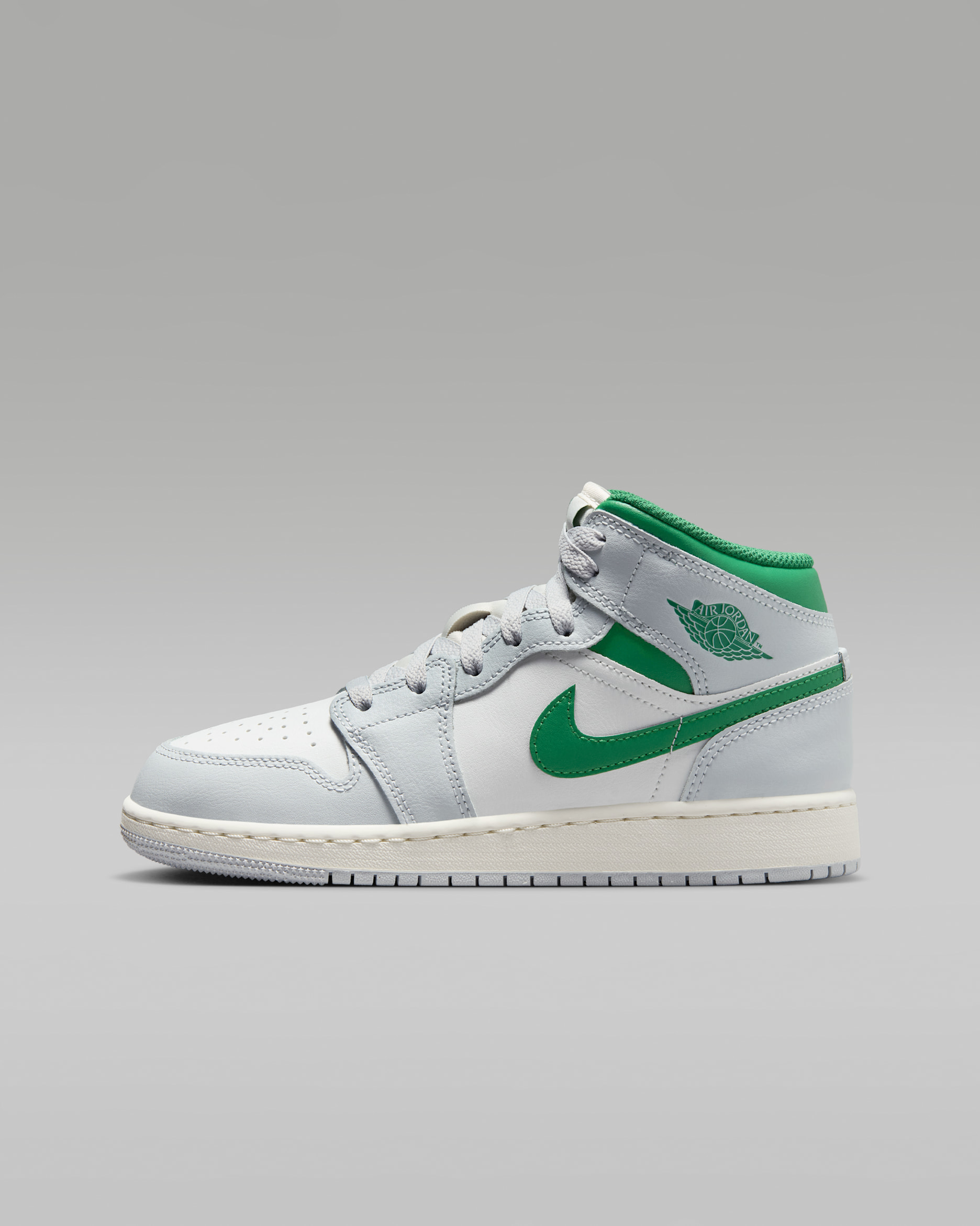 Air Jordan 1 Mid Older Kids' Shoes - Summit White/Pure Platinum/Sail/Pine Green