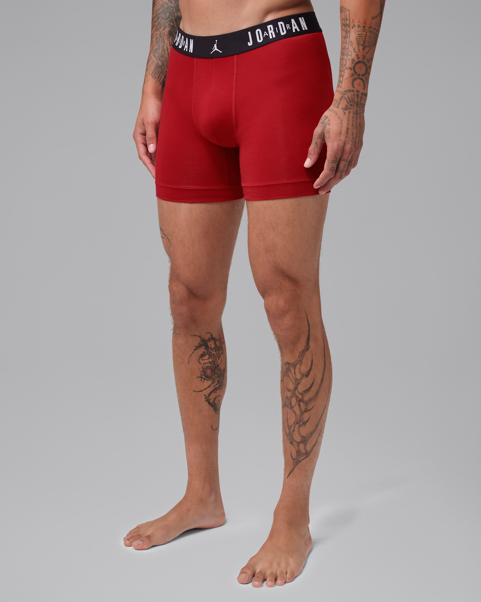 Jordan Men's Dri-FIT Cotton Boxer Briefs (5-Pack) - Gym Red/Black