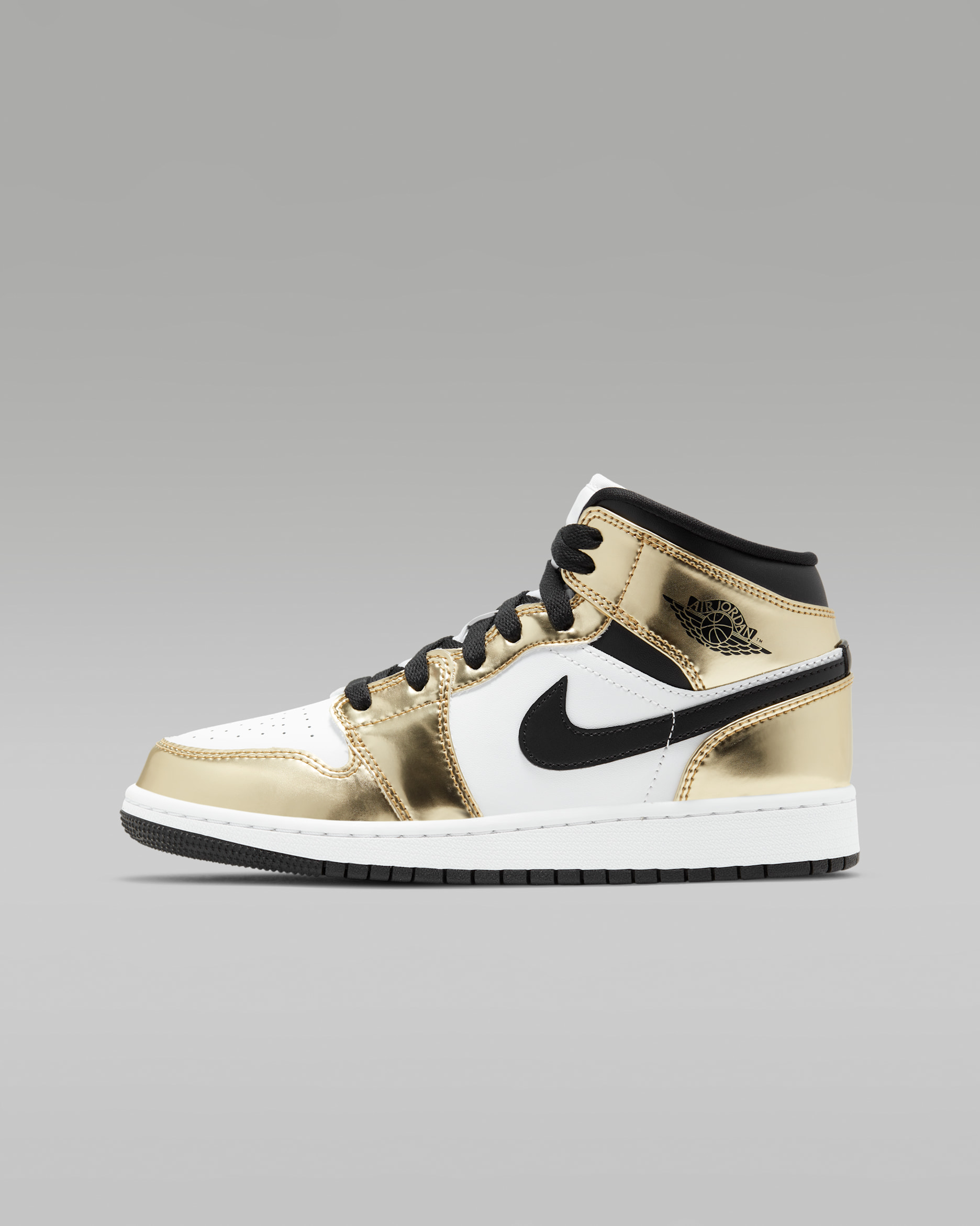 Air Jordan 1 Mid SE Big Kids' Shoes - Metallic Gold/White/Black/Black