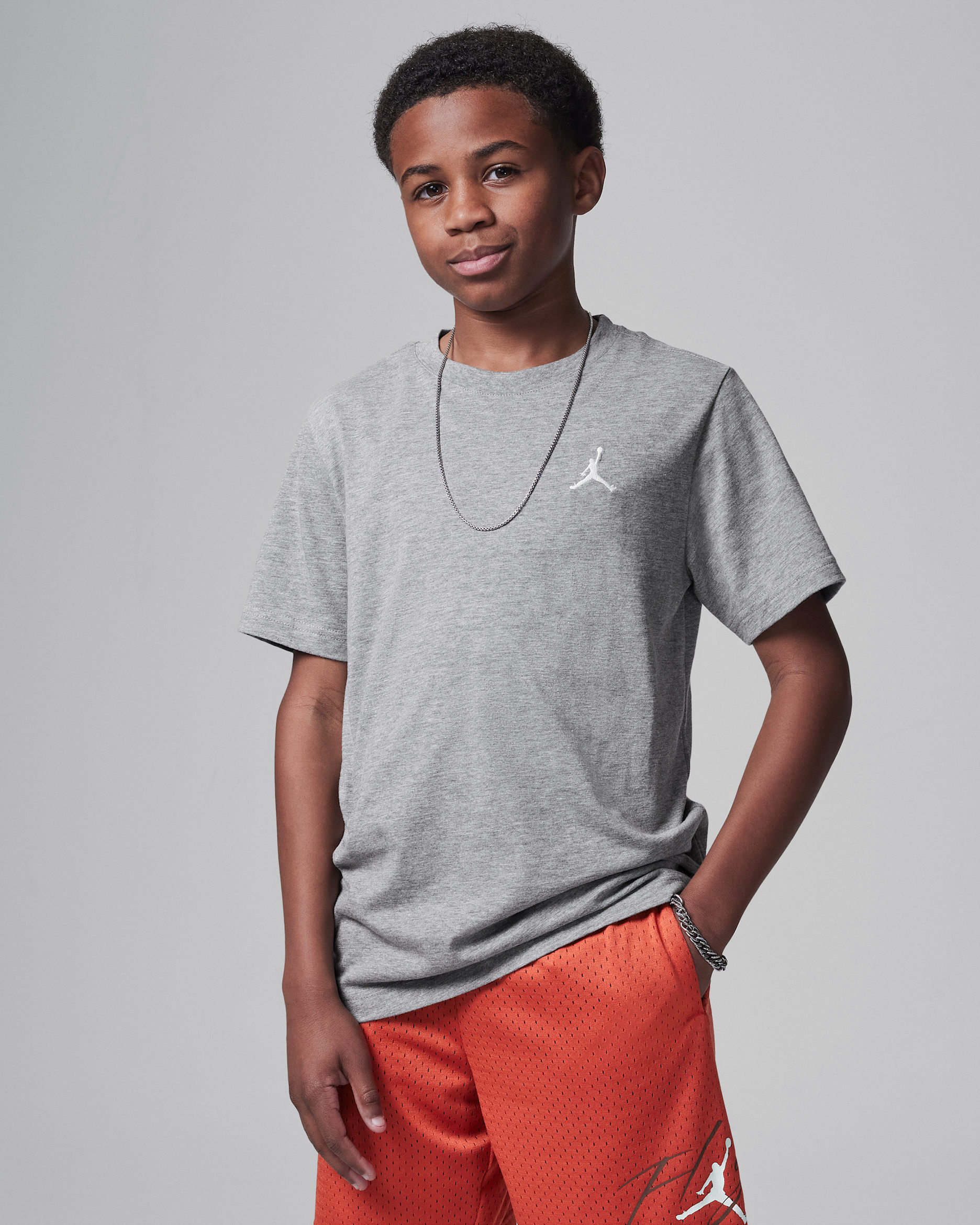 Jordan Big Kids' Jumpman Air Embroidered T-Shirt - Carbon Heather