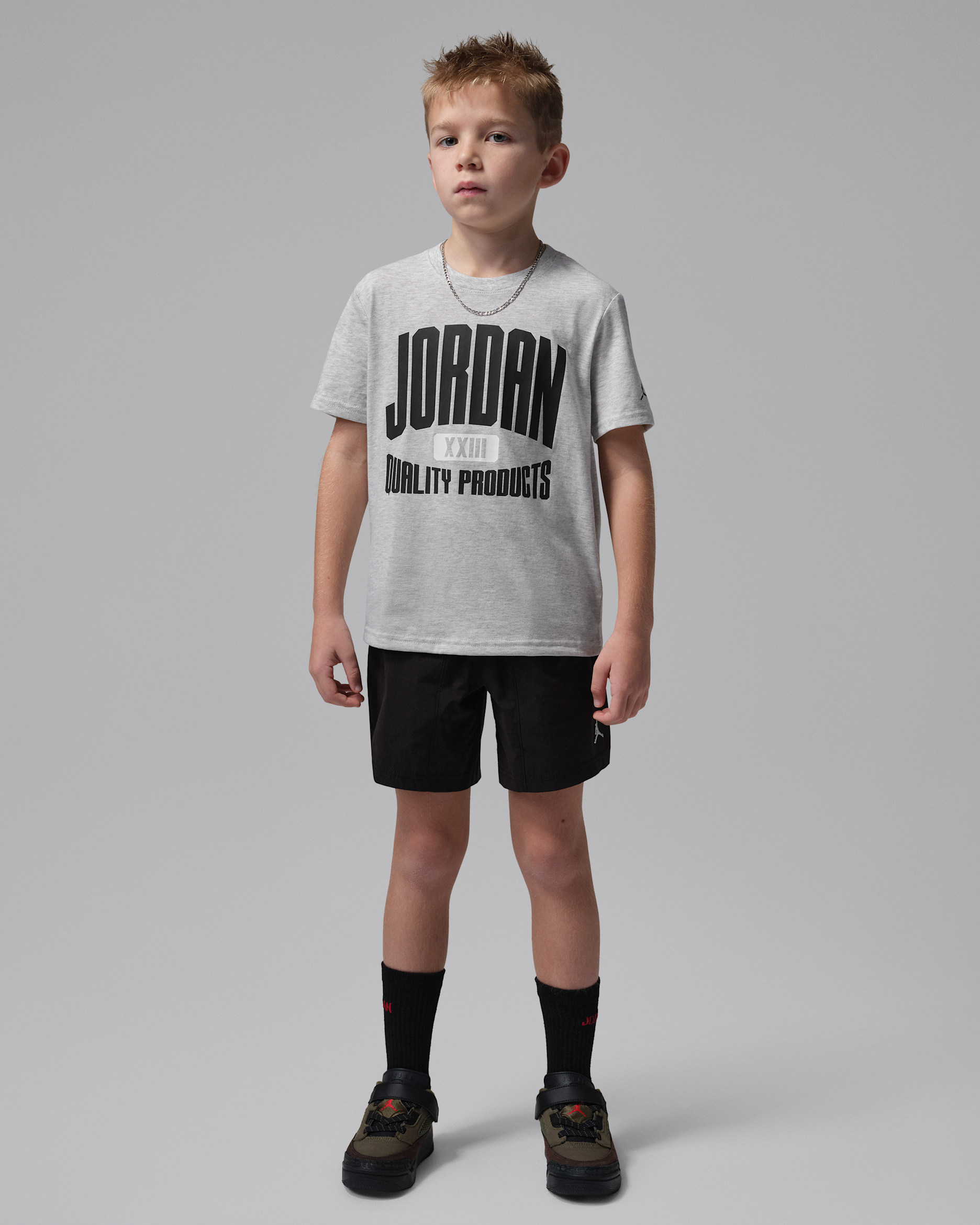 ジョーダン リトルキッズ クオリティ プロダクツ ツーピース ウーブン ショートパンツ セットアップ - ブラック