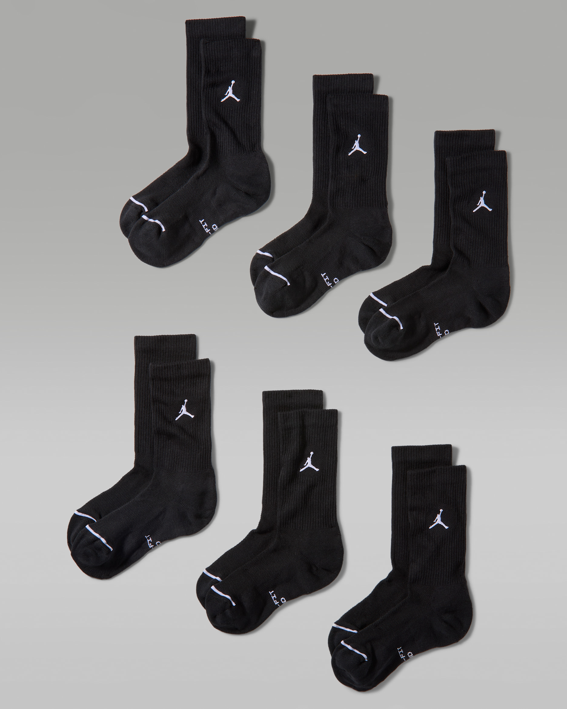 Jordan Everyday Elevated Crew Socks (6 Pairs) - Black/White