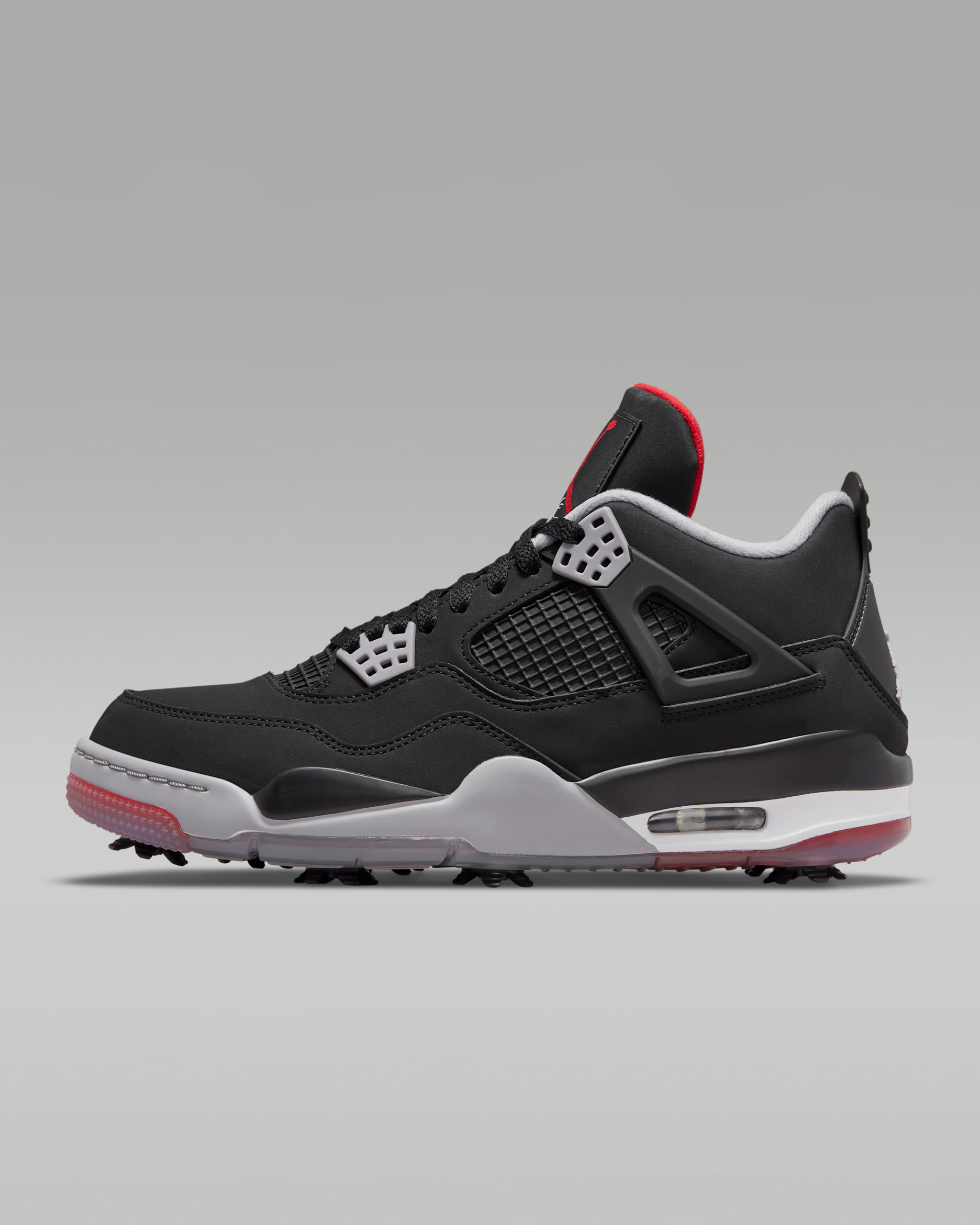 Jordan 4 G Golf Shoes - Black/Cement Grey/White/Fire Red