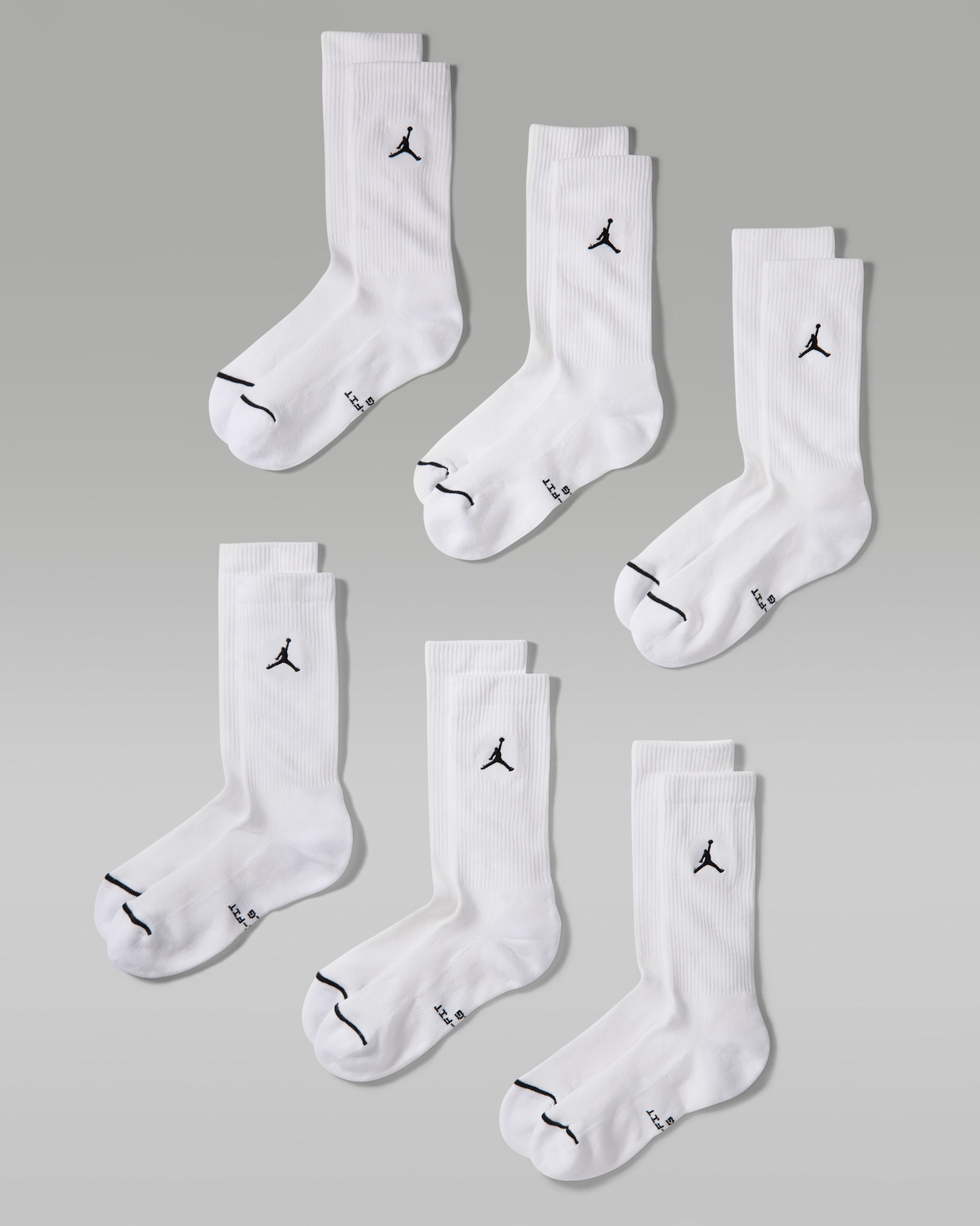 Jordan Everyday Elevated Crew Socks (6 Pairs) - White/Black