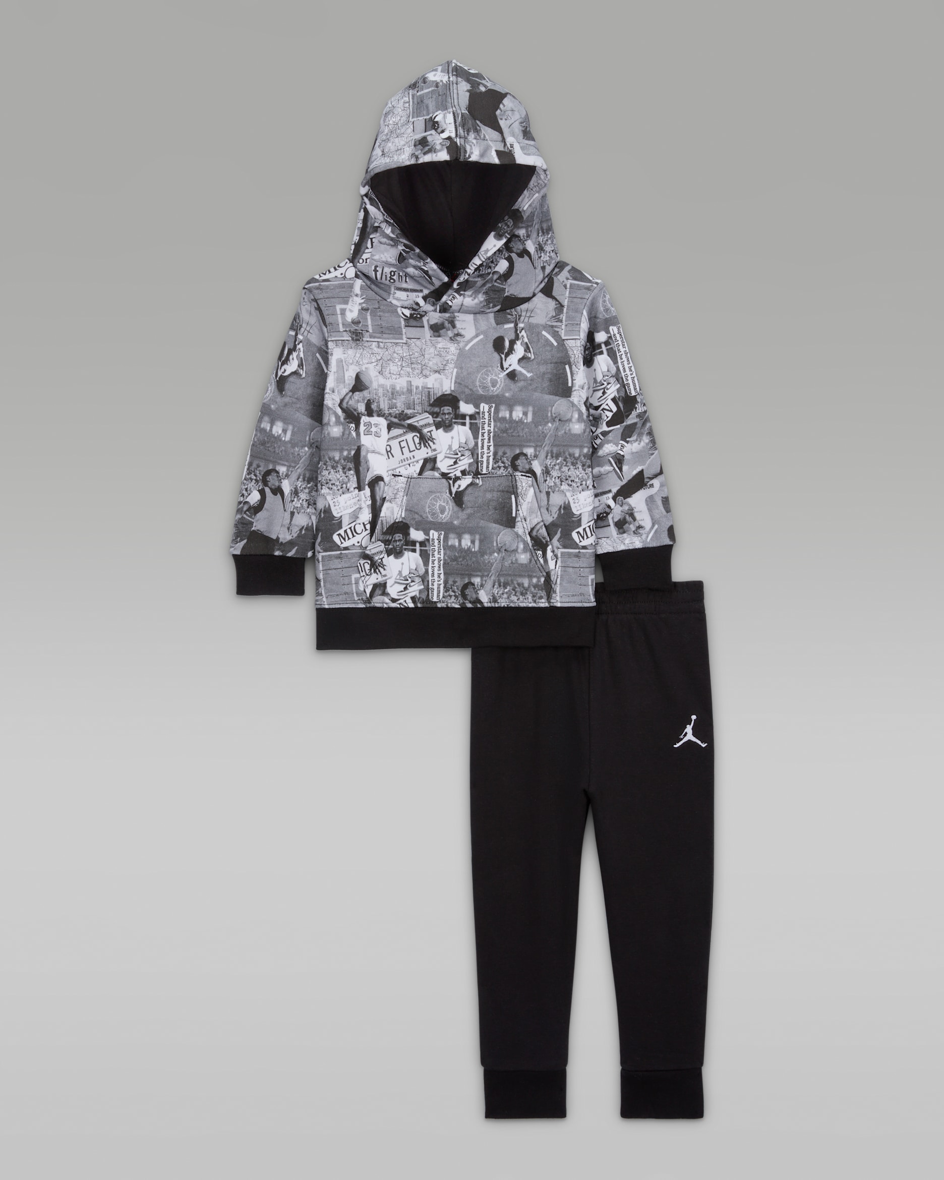 ジョーダン MJ ブルックリン ベビー ツーピース プリント フレンチ テリー パーカー セットアップ - ブラック