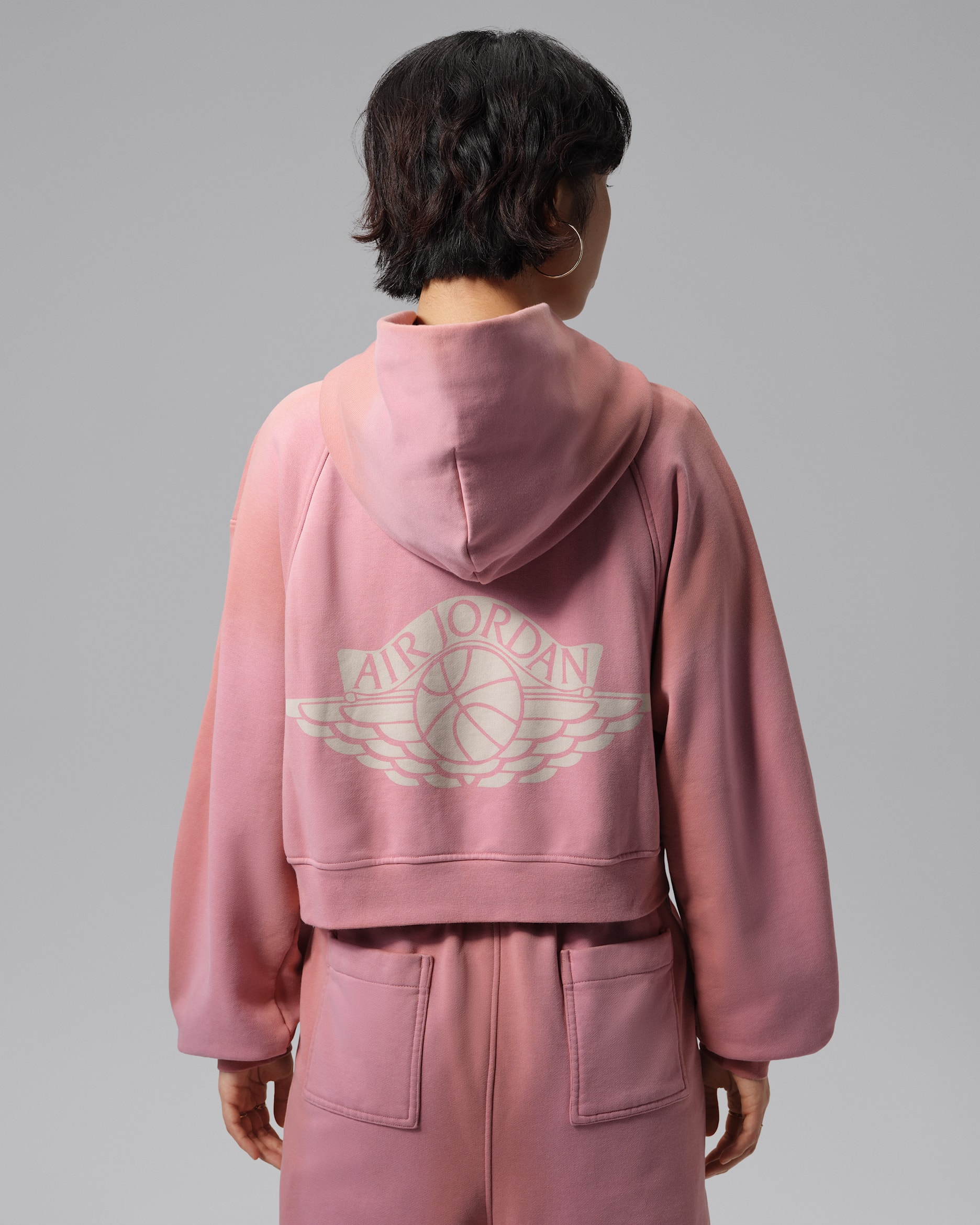 Jordan Flight Fleece Women's Mid Layer Cropped Hoodie - Rust Pink/Pearl White
