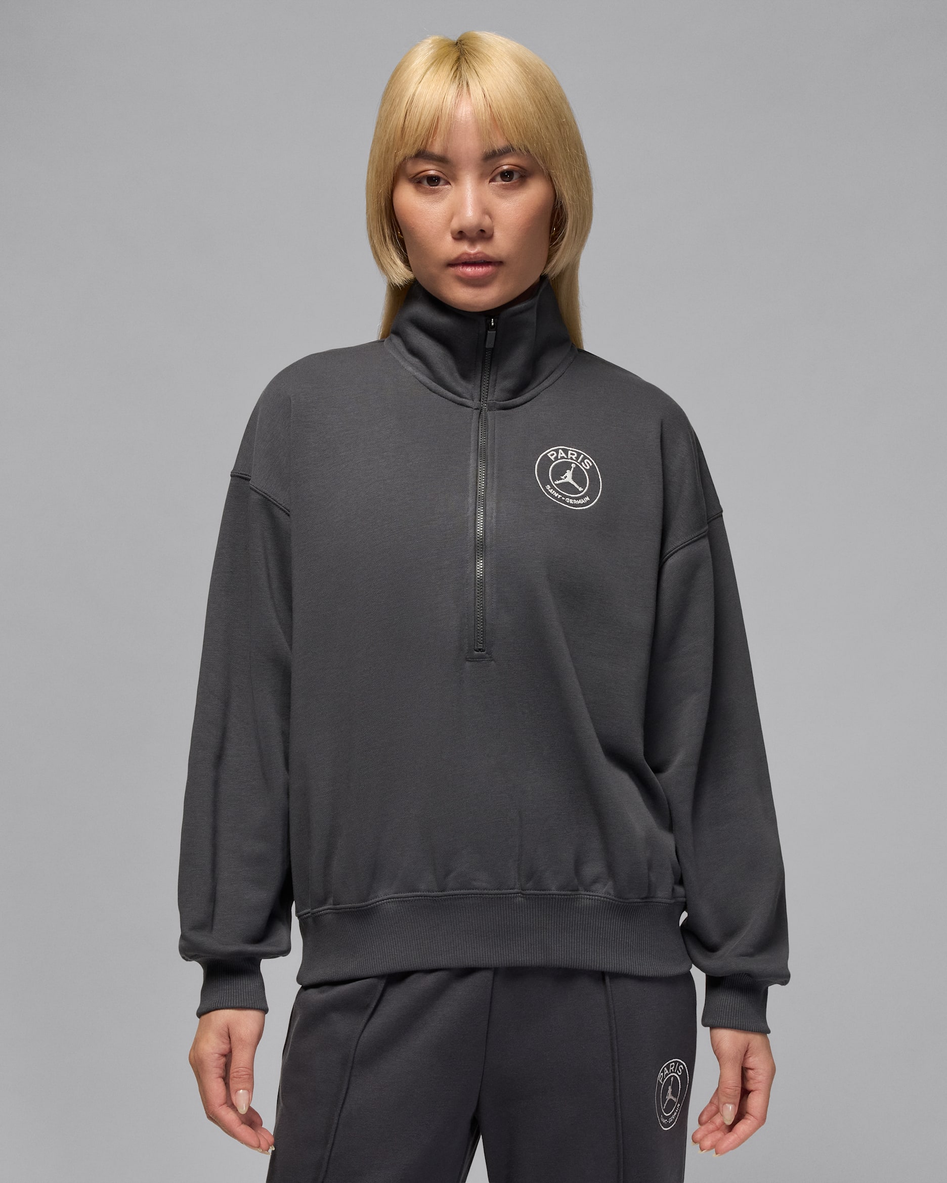Paris Saint-Germain Women's Fleece Half-Zip Pullover - Anthracite/Sail