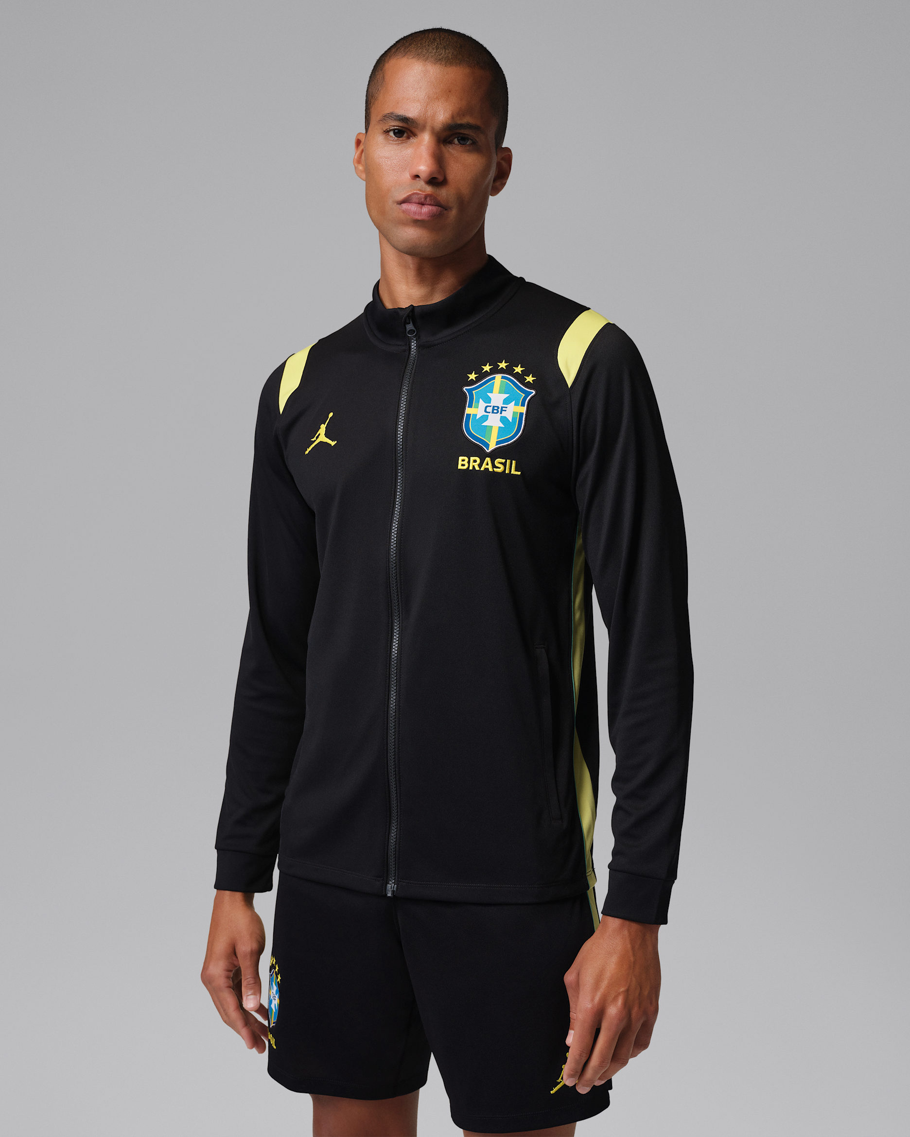 Brazil Academy Pro Jordan Dri-FIT fotballtreningsjakke til herre - Svart/Yellow Pulse/Light Menta/Infrared 23