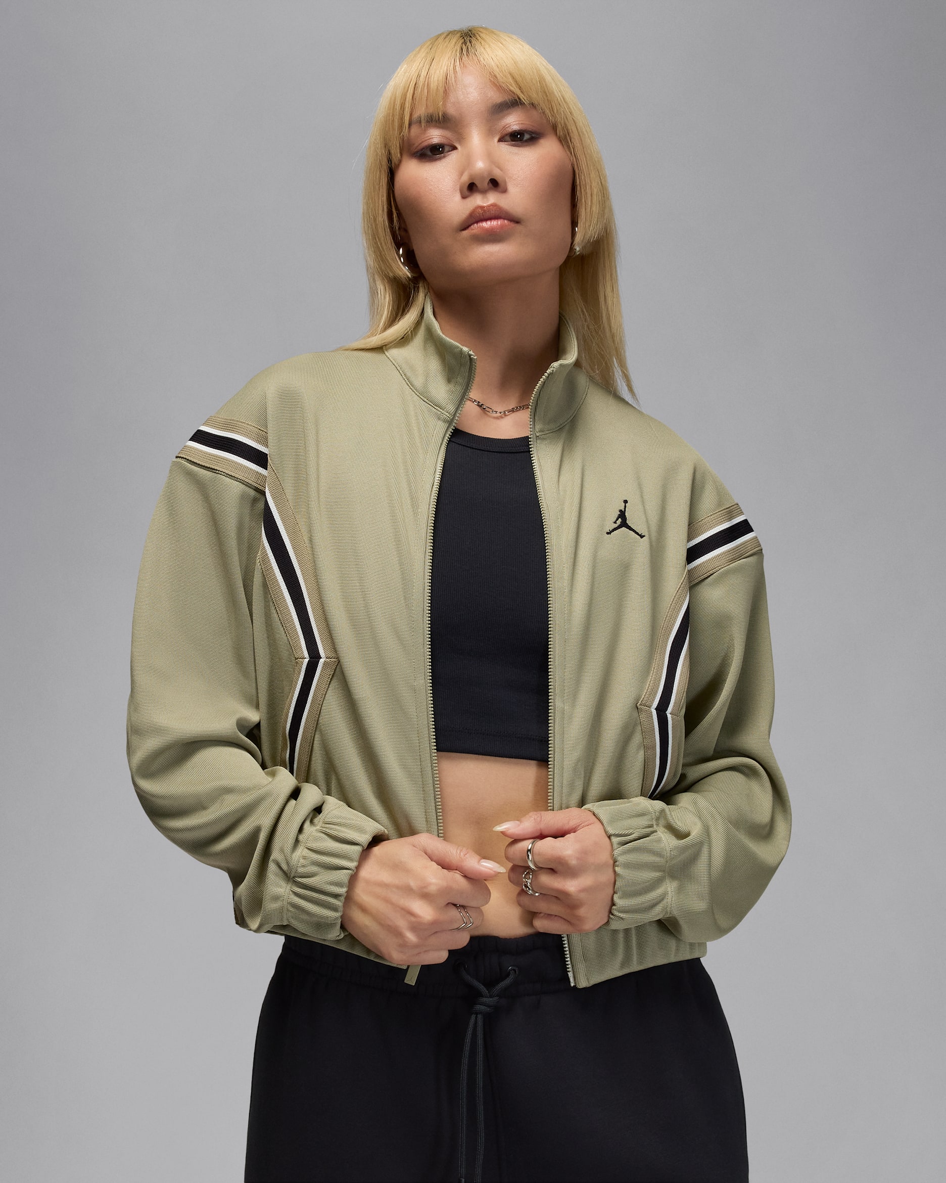 Jordan Brooklyn Women's Full-Zip Track Jacket - Medium Khaki/Black/Sail/Black