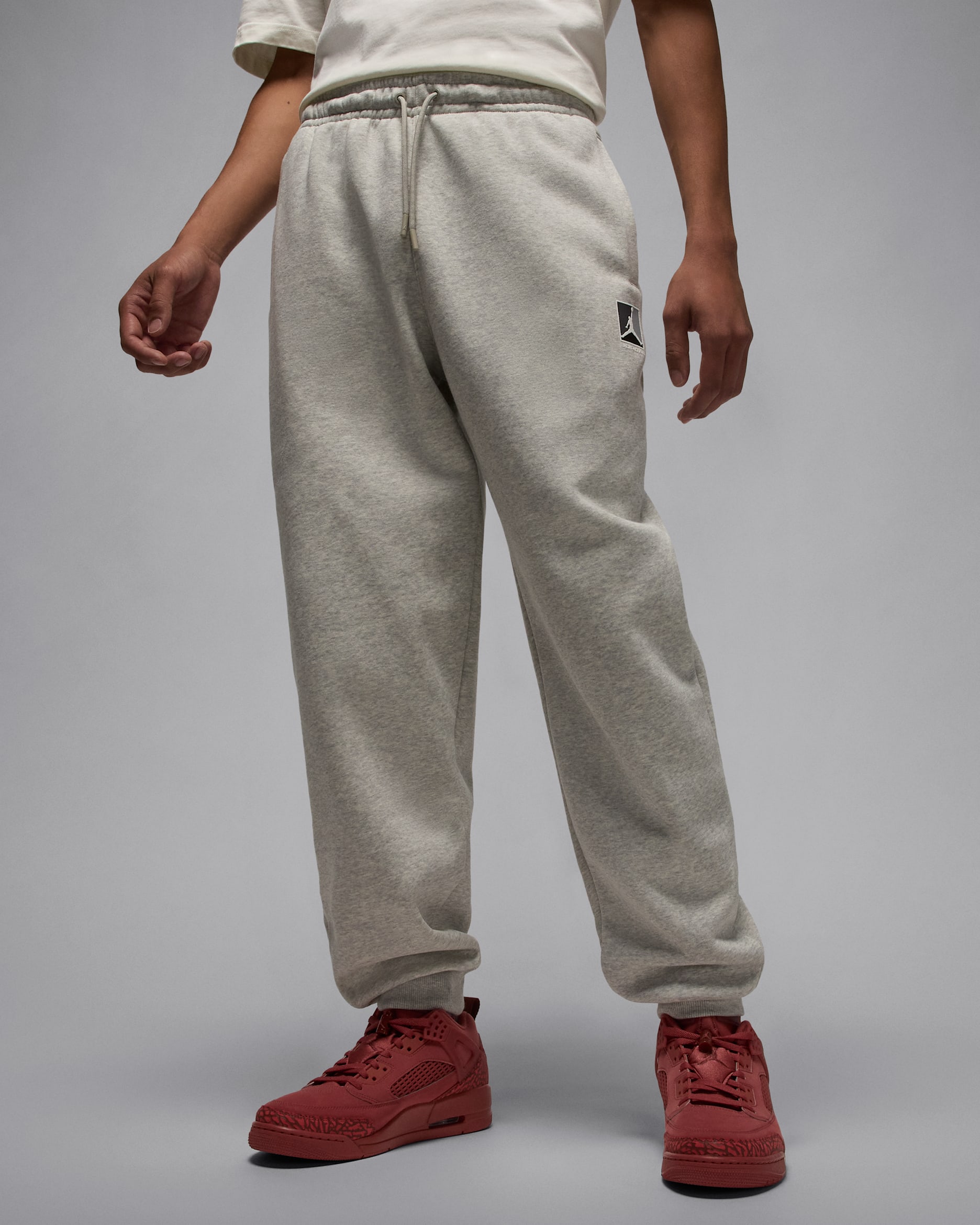 Jordan Brooklyn Fleece Men's Pants - Grey Heather/Pale Grey/White
