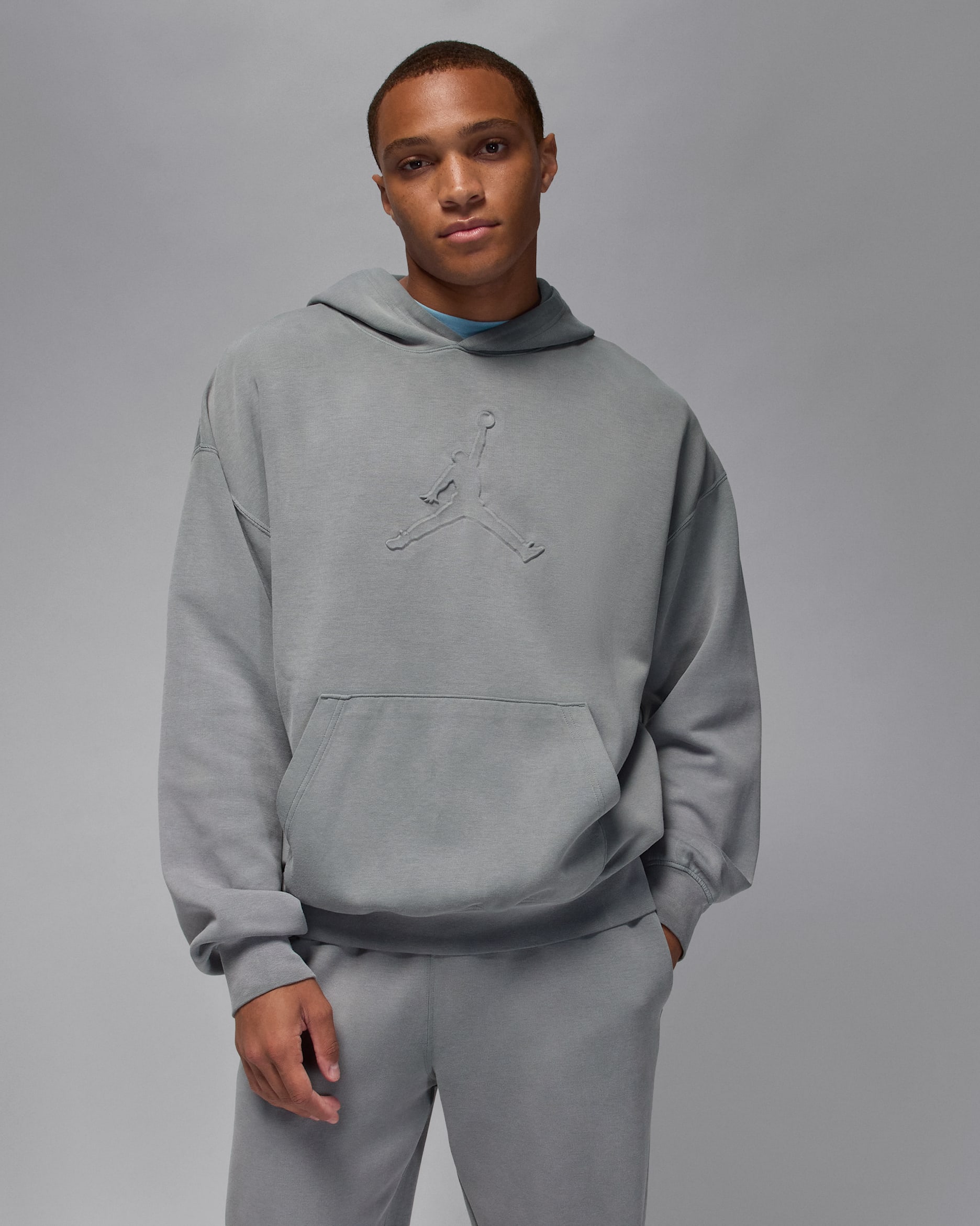 Tatum Hoop Fleece Men's Dri-FIT Pullover Hoodie - Smoke Grey/Black/Smoke Grey