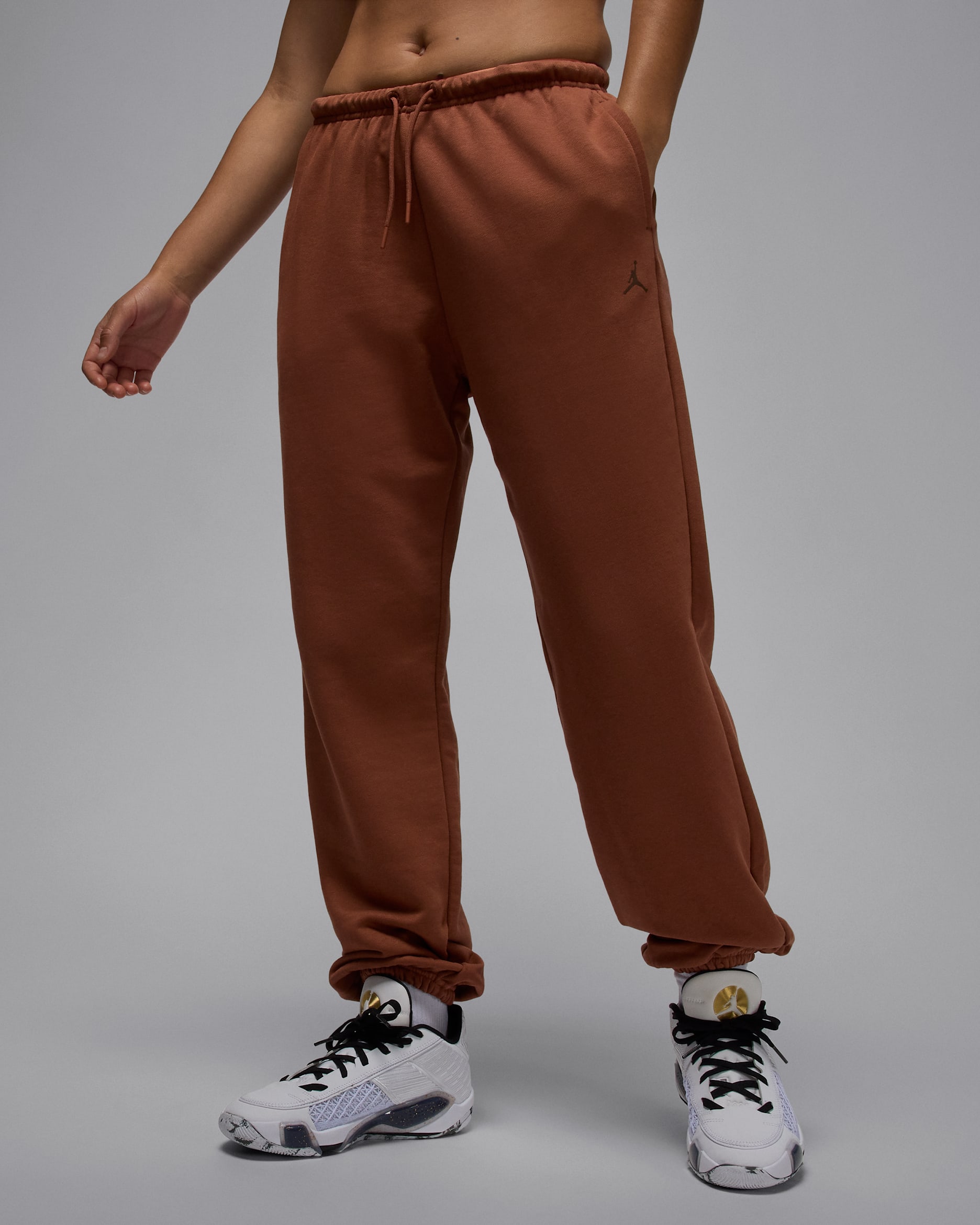 Jordan Sport Crossover Women's Dri-FIT Fleece Pants - Red Bark/Cacao Wow