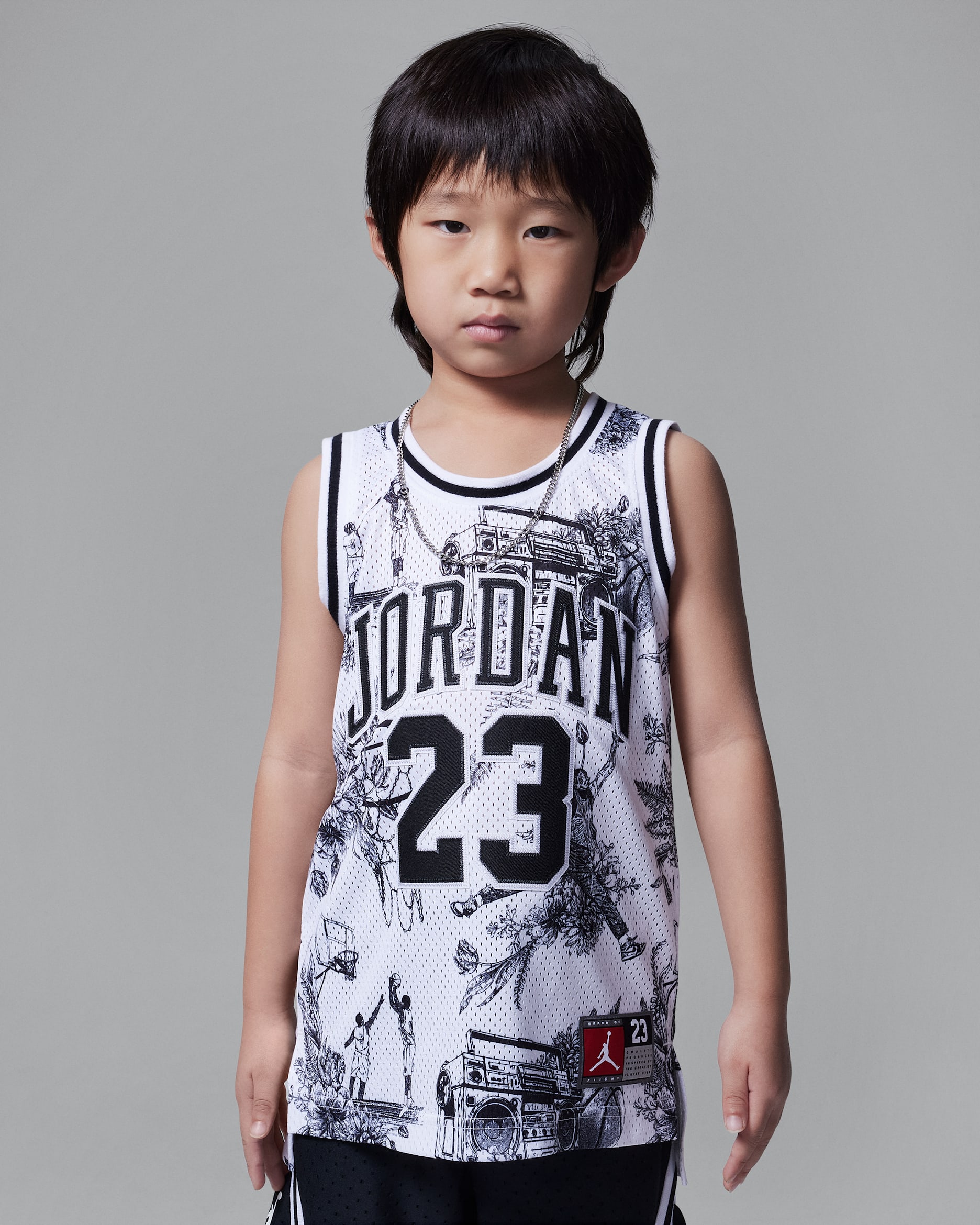Jersey estampado para niños talla pequeña Jordan 23 - Blanco/Negro