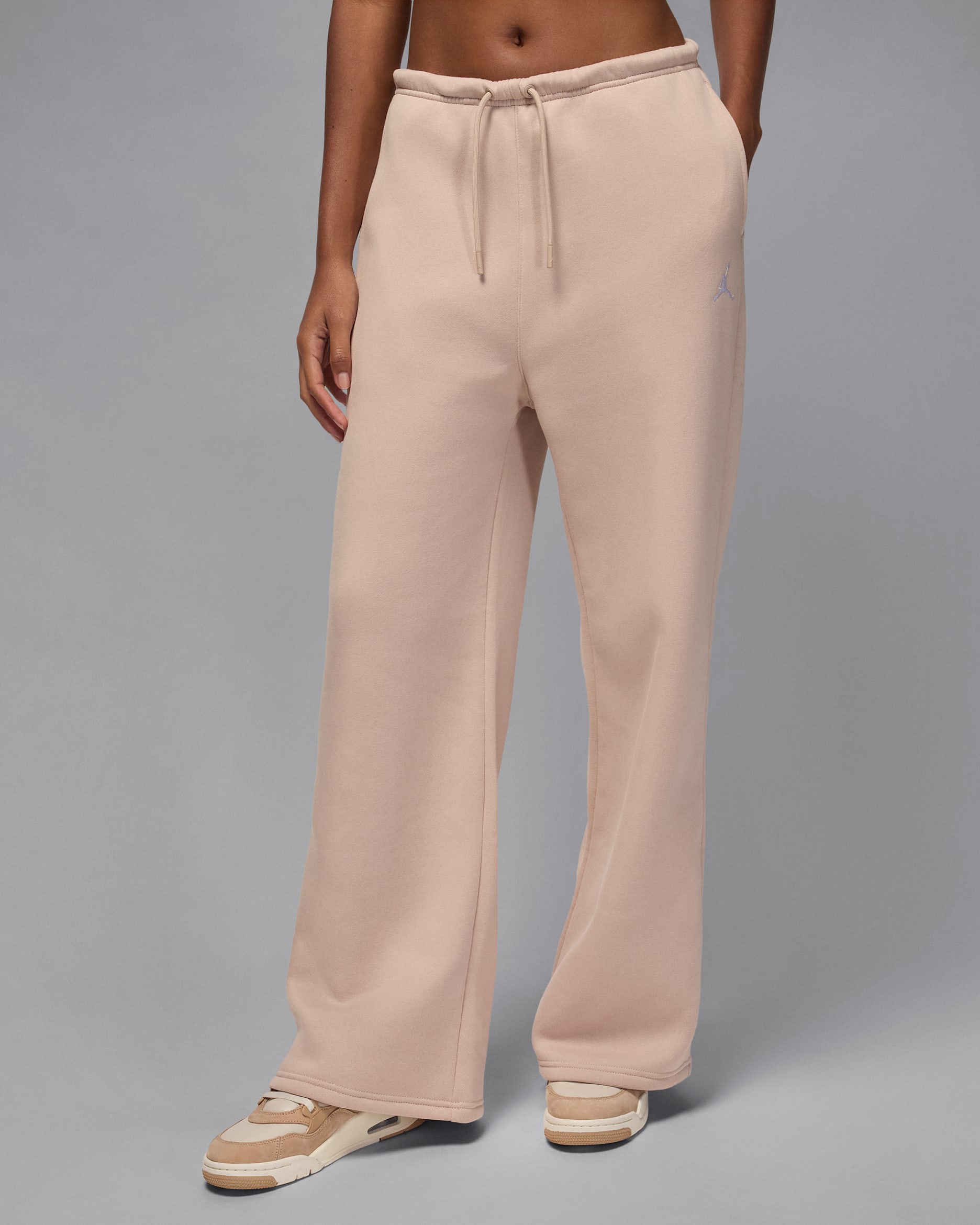 Jordan Brooklyn Fleece Women's Open-Hem Pants - Fossil Stone/White