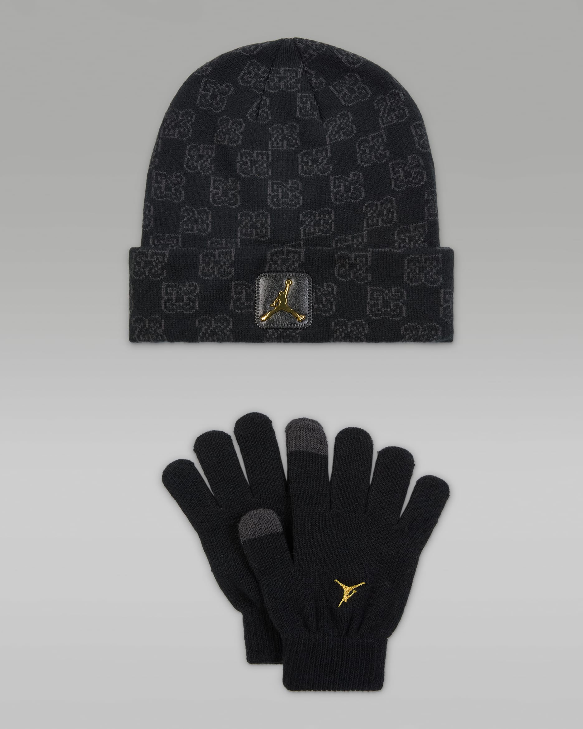 Conjunto de gorro Monogram de 2 piezas para niño talla grande Jordan - Negro