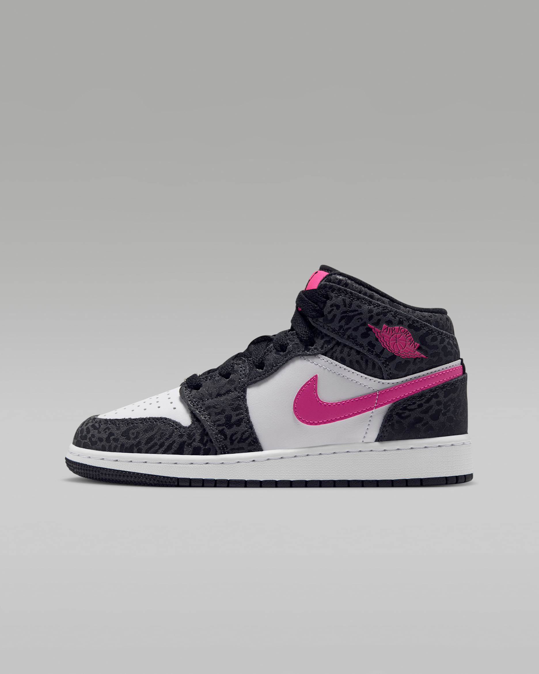 Air Jordan 1 Mid SE kinderschoenen - Zwart/Anthracite/Wit/Laser Fuchsia