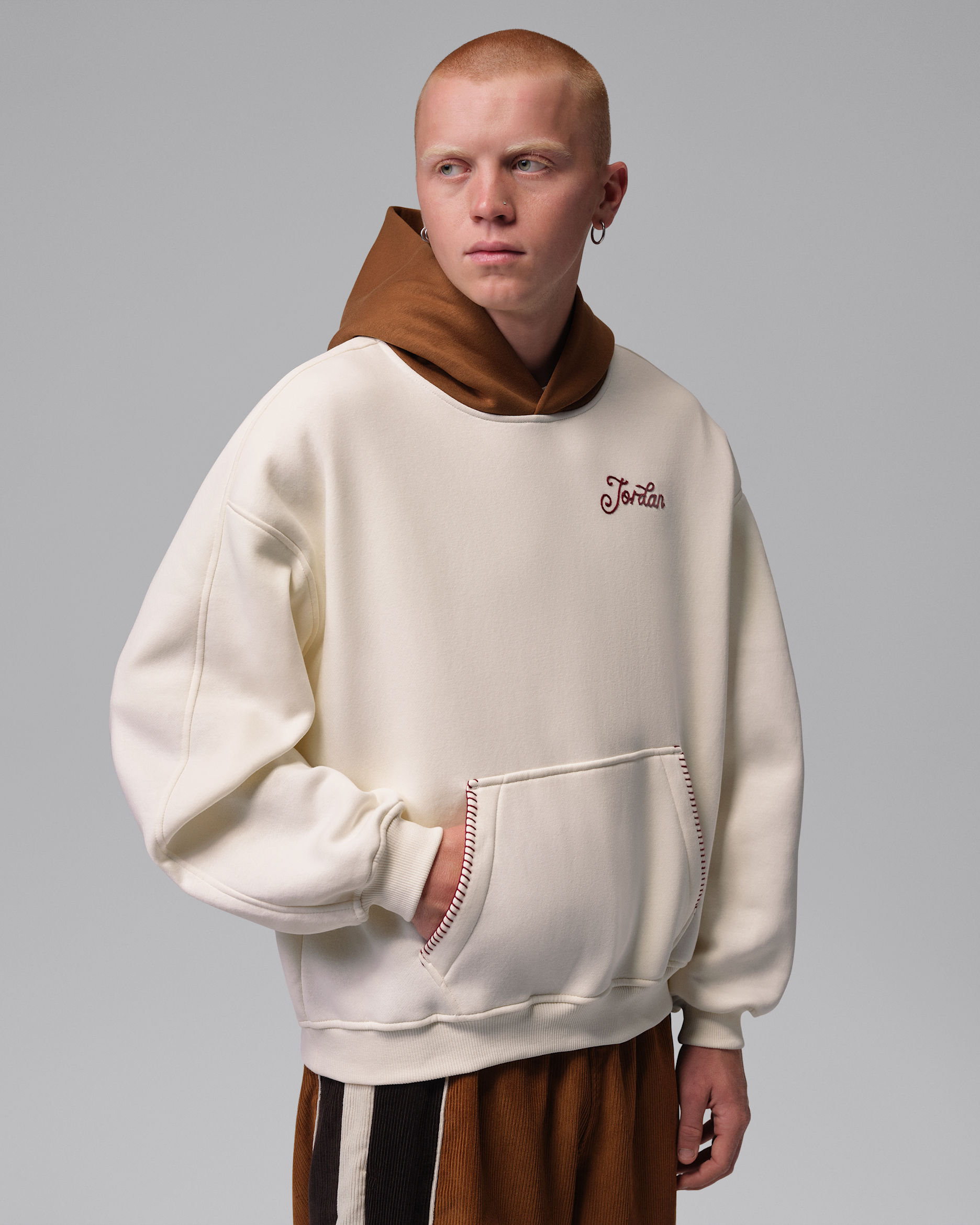Sudadera con gorro sin cierre oversized para hombre Jordan Brooklyn Fleece - Perla suave/Tostado británico claro/Tostado británico claro