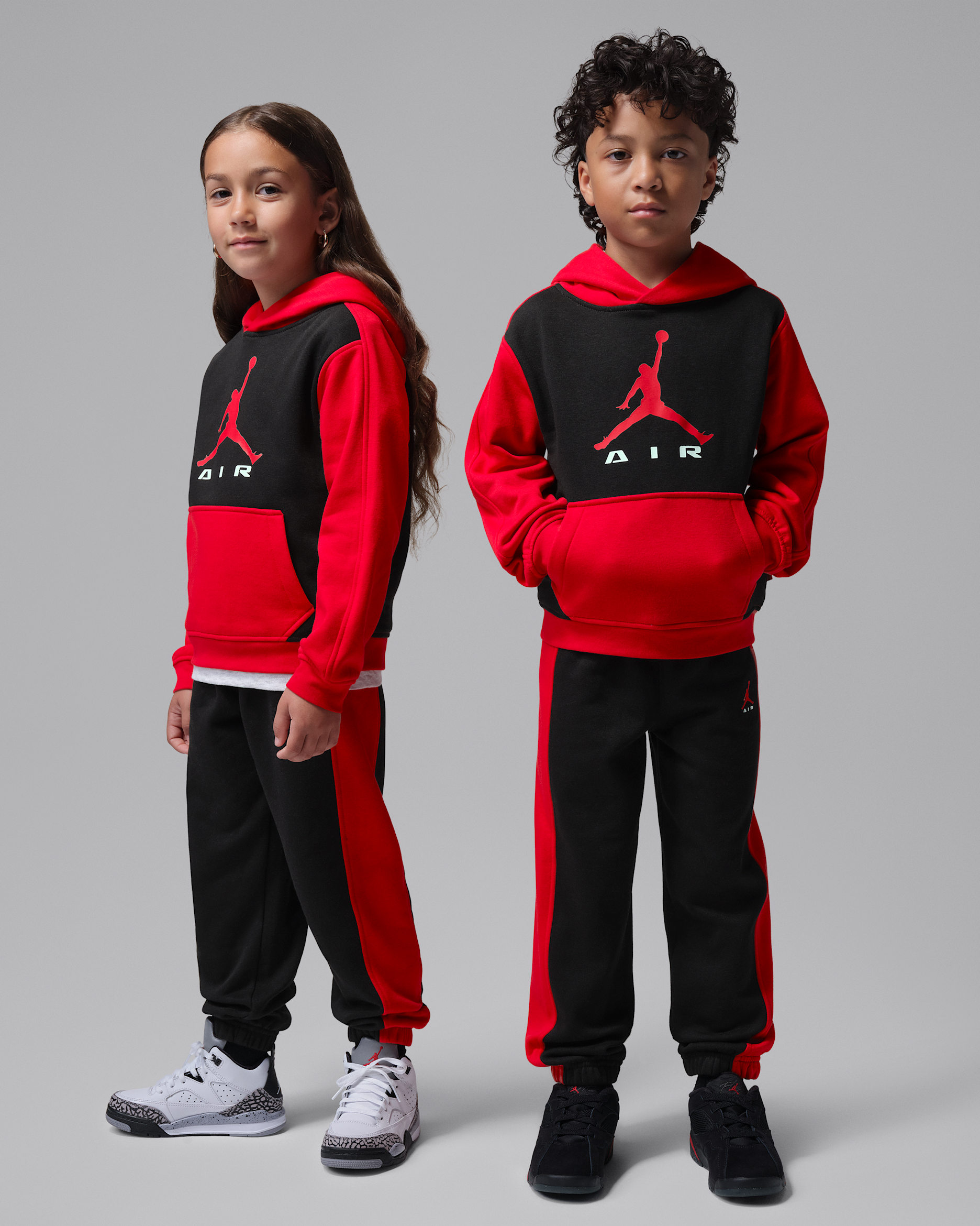 Jordan Younger Kids' Air 2-Piece Pullover Hoodie Set - University Red/Black