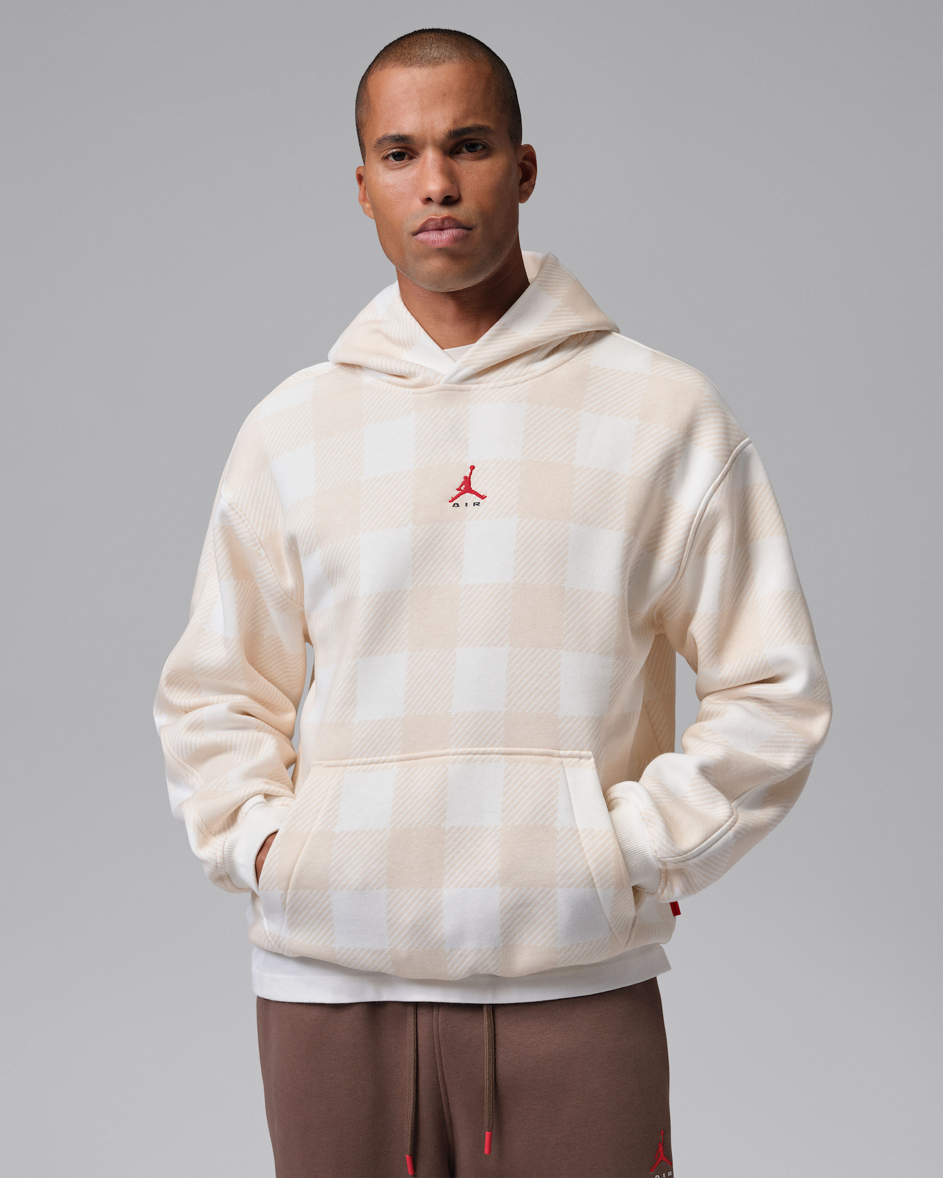 Jordan Brooklyn Men's Brushed Fleece Pullover Hoodie - Sail/Fauna Brown