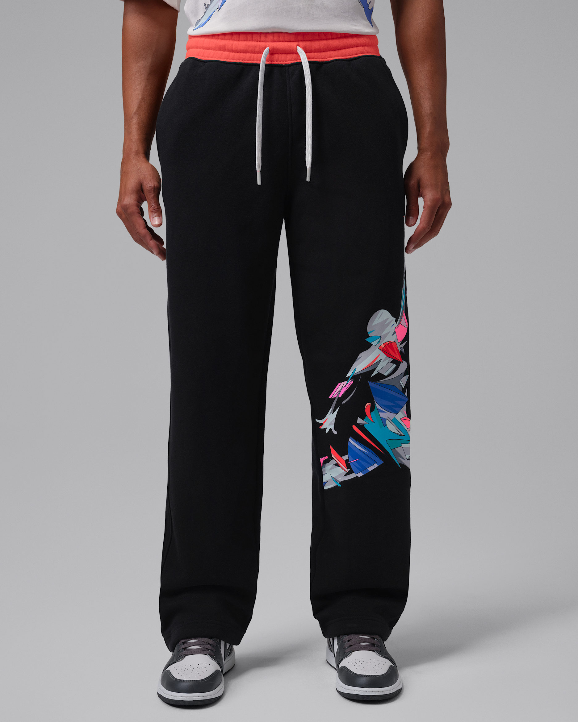Jordan Brooklyn Men's Fleece Pants - Black/Rush Coral