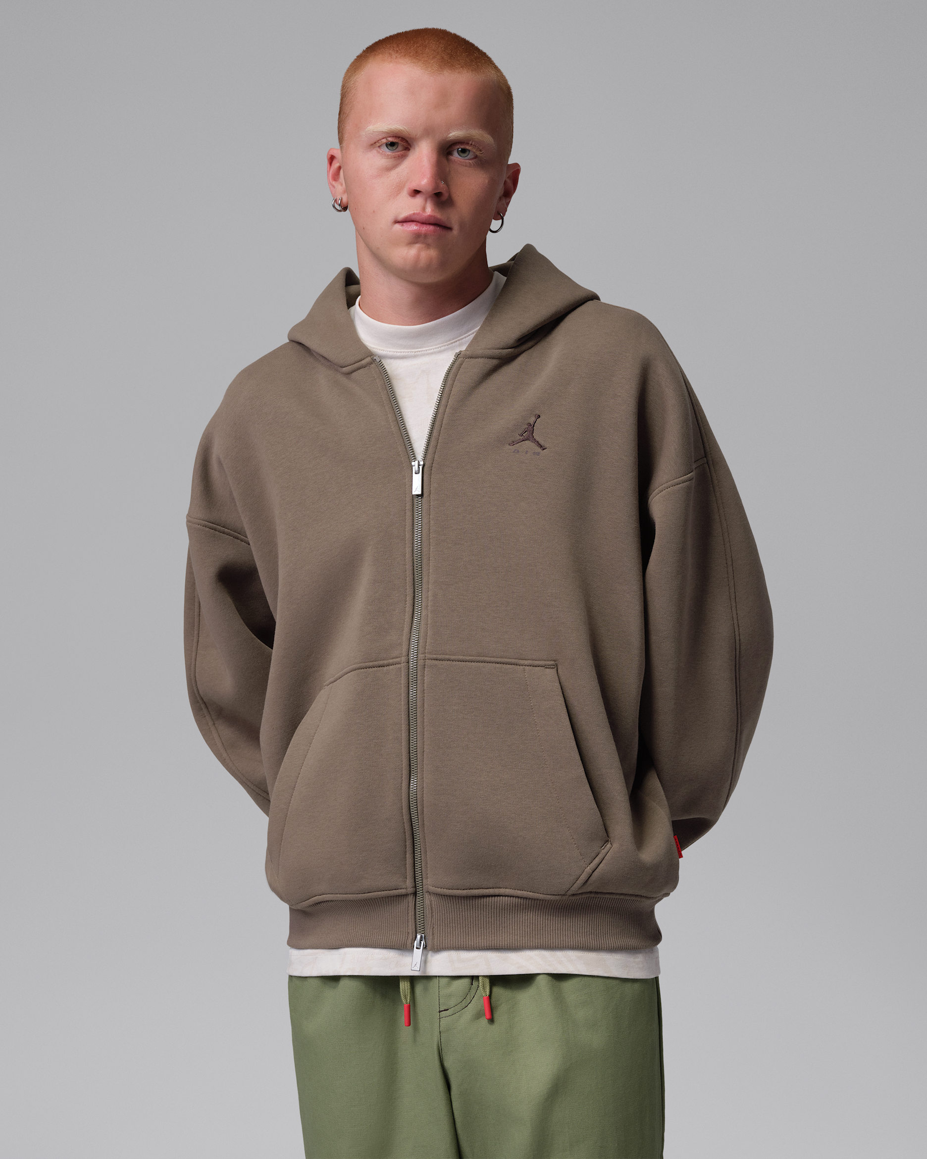 Jordan Brooklyn Men's Oversized Fleece Full-Zip - Palomino/Dark Cinder