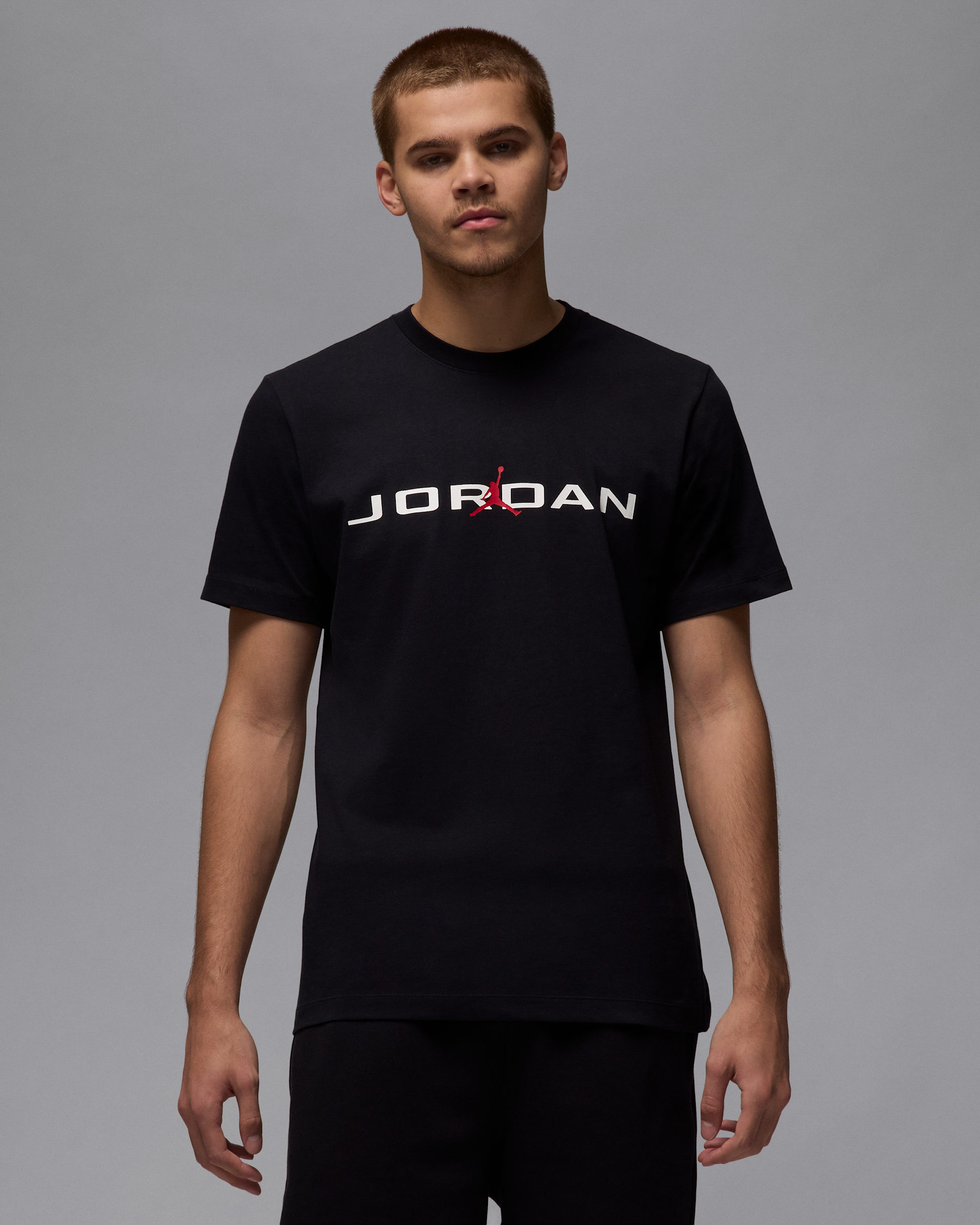 Ανδρικό T-Shirt Jordan Air - Μαύρο/Λευκό/Gym Red