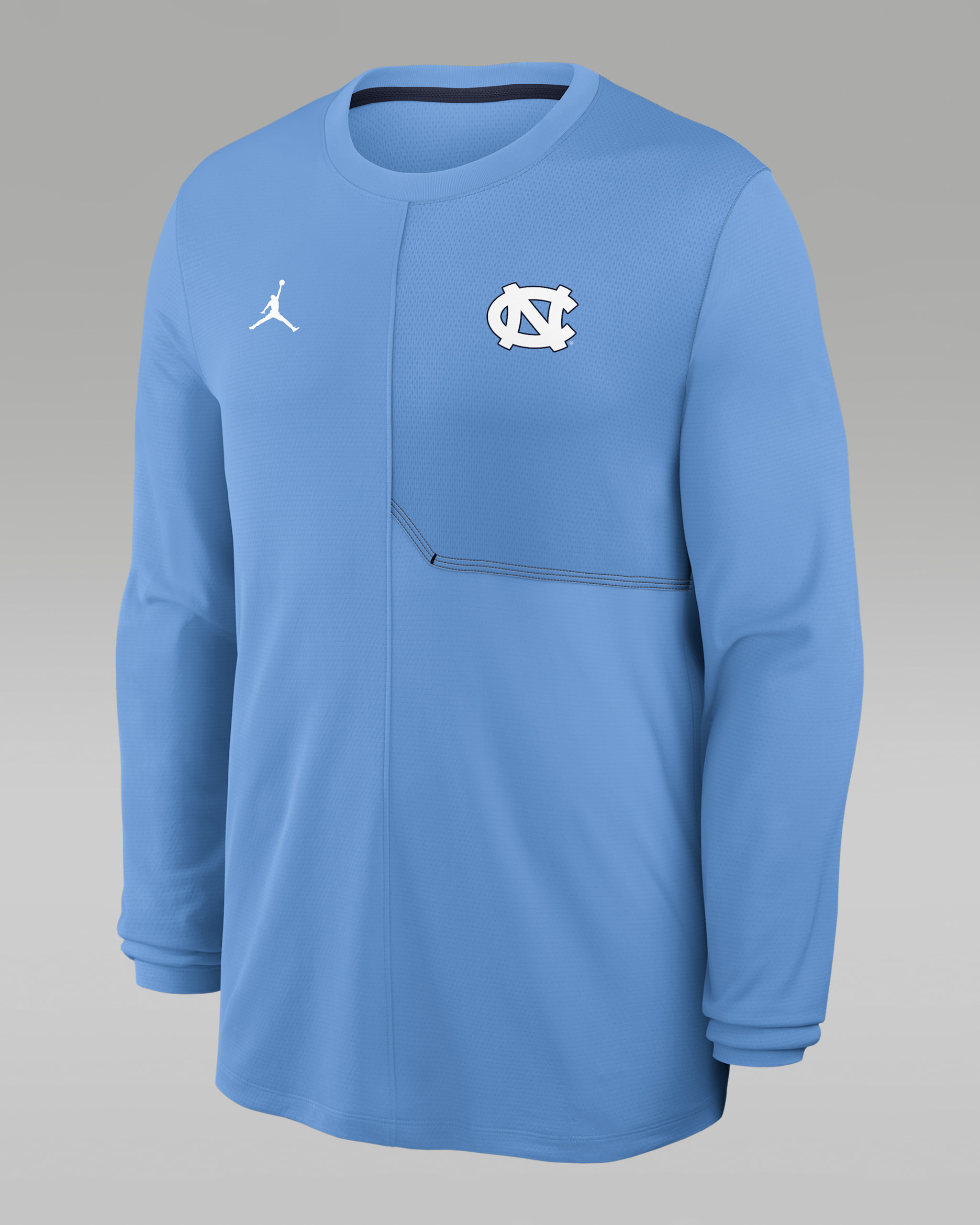 Playera de manga larga universitaria marca Jordan Dri-FIT para hombre North Carolina Sideline Coach - Azul valor
