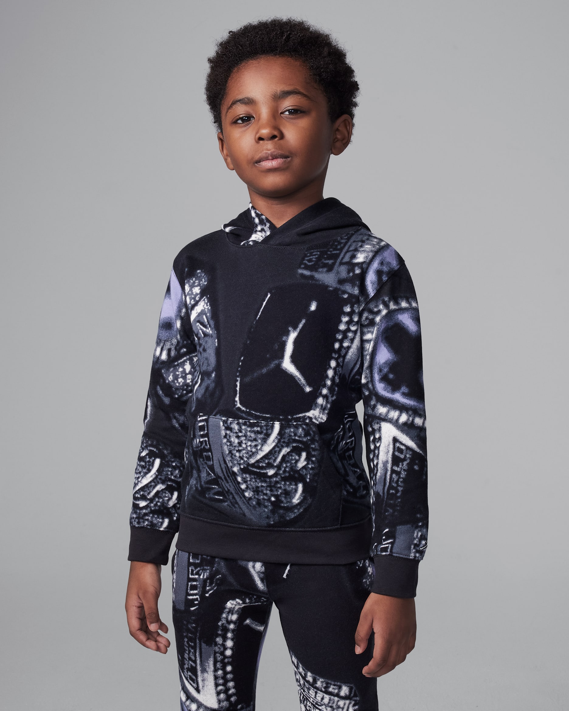 Jordan Little Kids' MVP French Terry Printed Pullover Hoodie - Off Noir