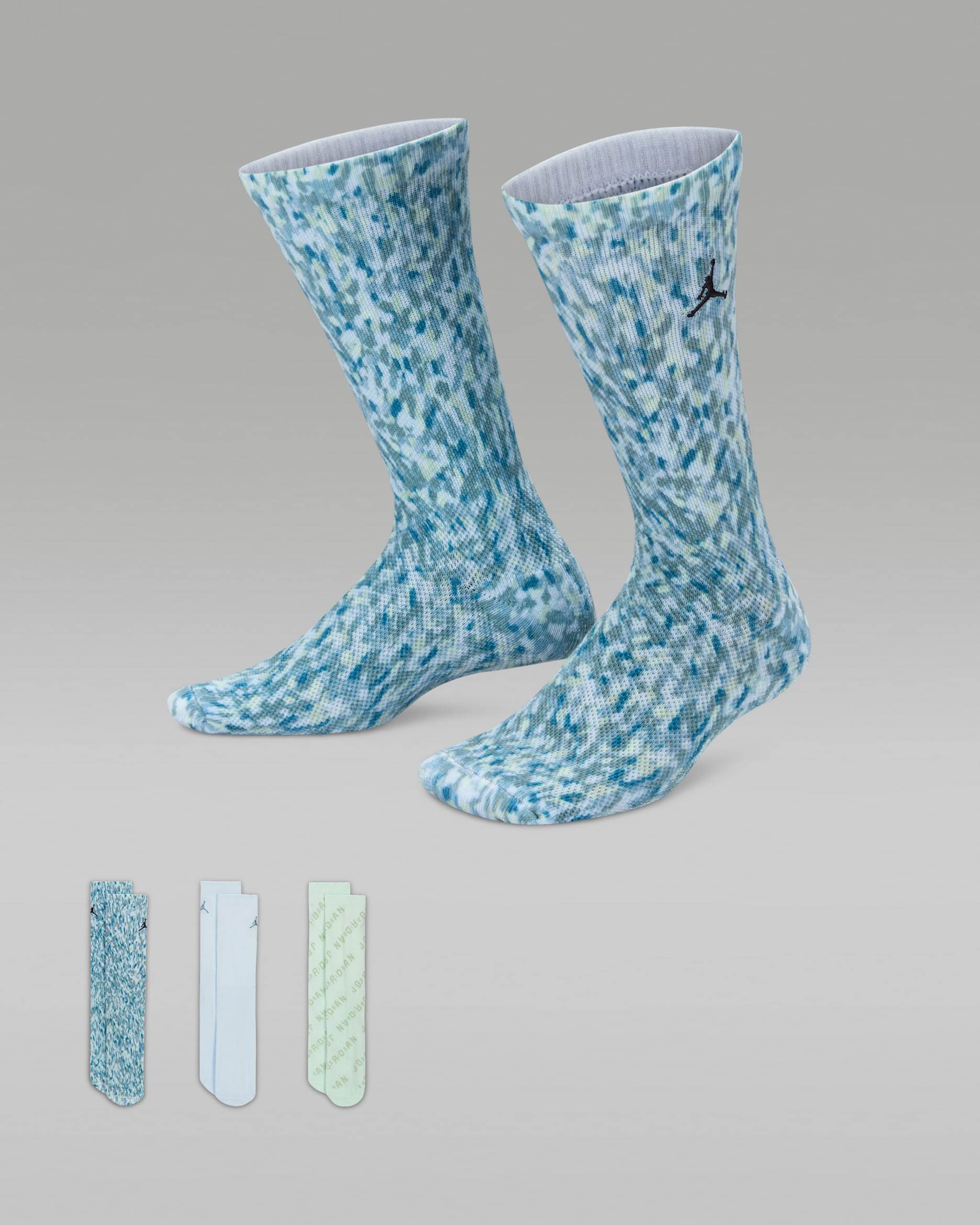 Calcetas Jordan MJ Essentials Poolside para niños talla grande (3 pares) - Gris azulado
