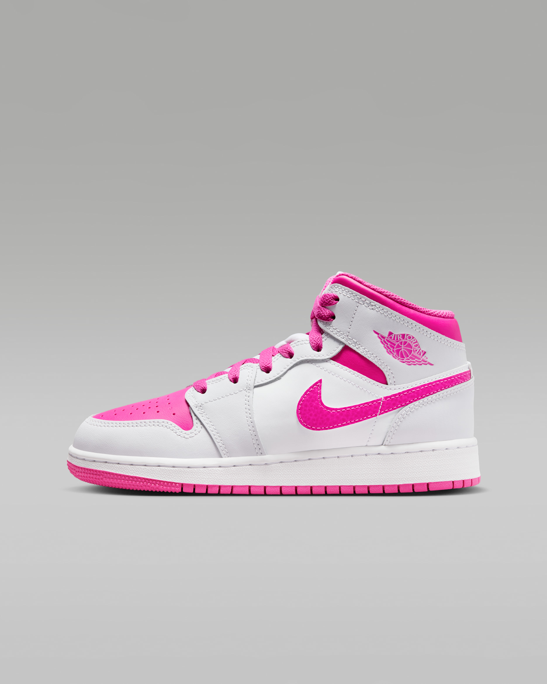 Air Jordan 1 Mid Older Kids' Shoes - Iris Whisper/White/Fire Pink