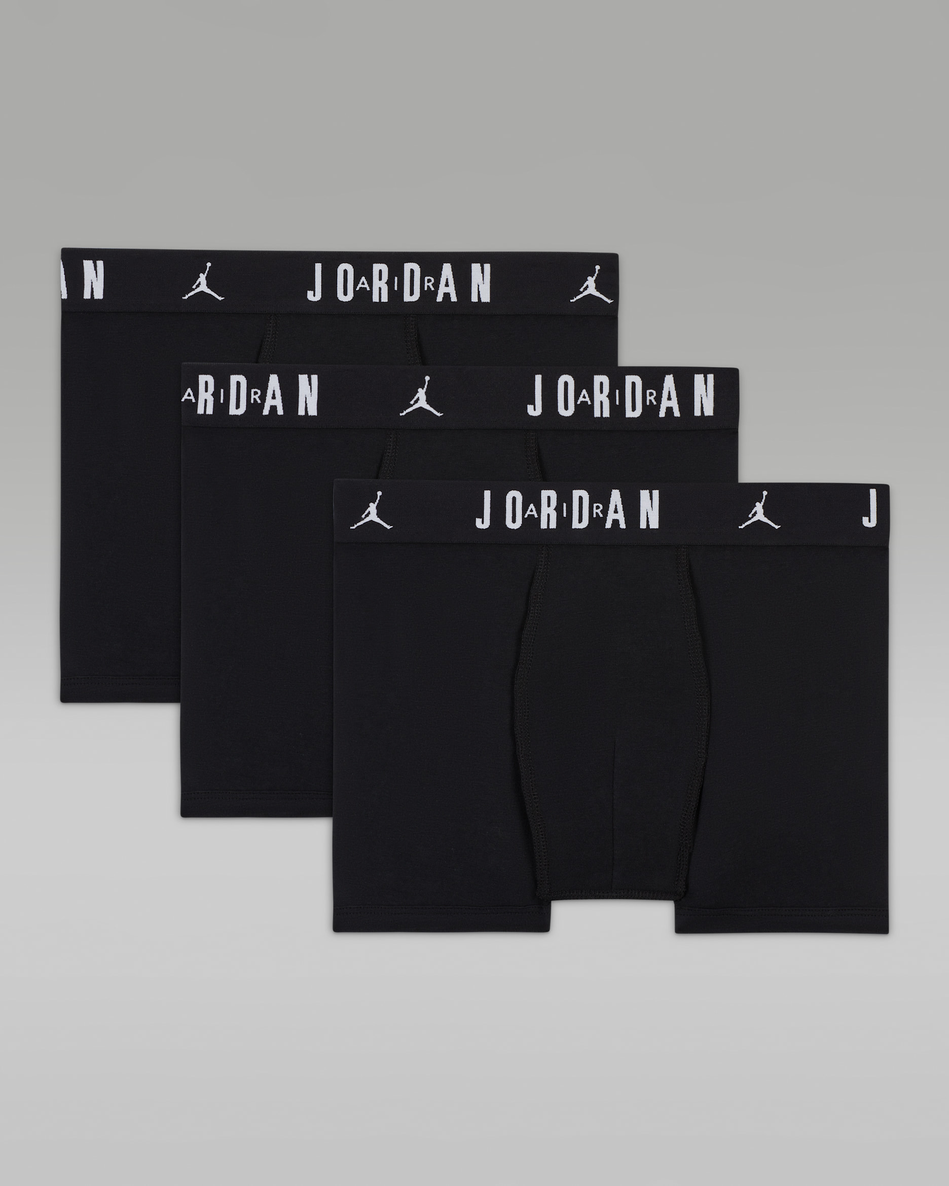 Jordan Older Kids' Flight Cotton Boxer Briefs (3-Pack) - Black