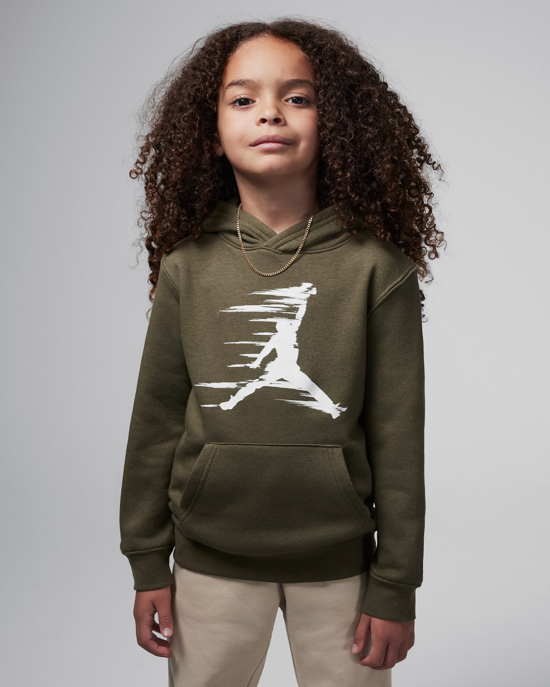 Sudadera con gorro sin cierre de tejido Fleece para niños talla grande Jordan Flight MVP - Oliva medio