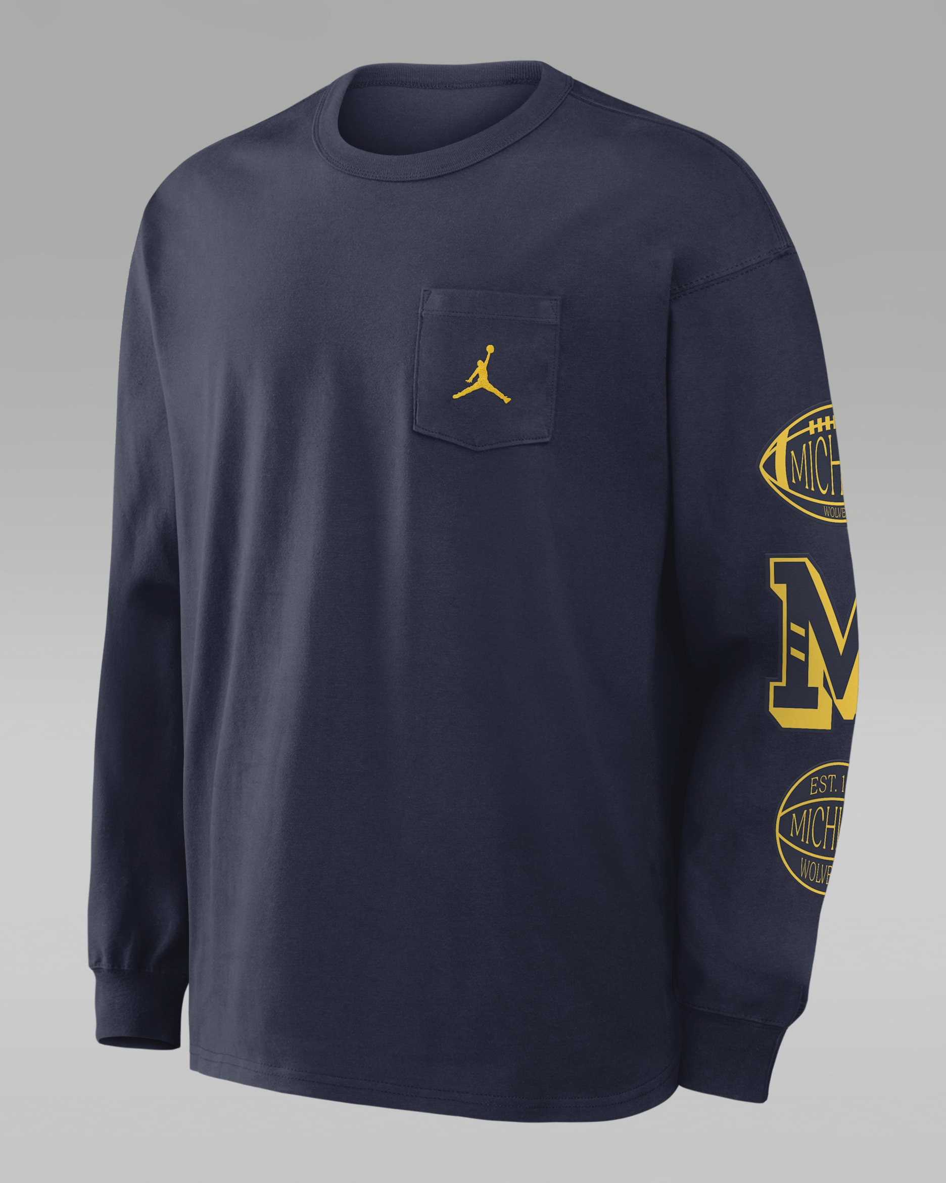 Michigan Academic Max90 Pocket Men's Jordan Brand College Long-Sleeve T-Shirt - Navy