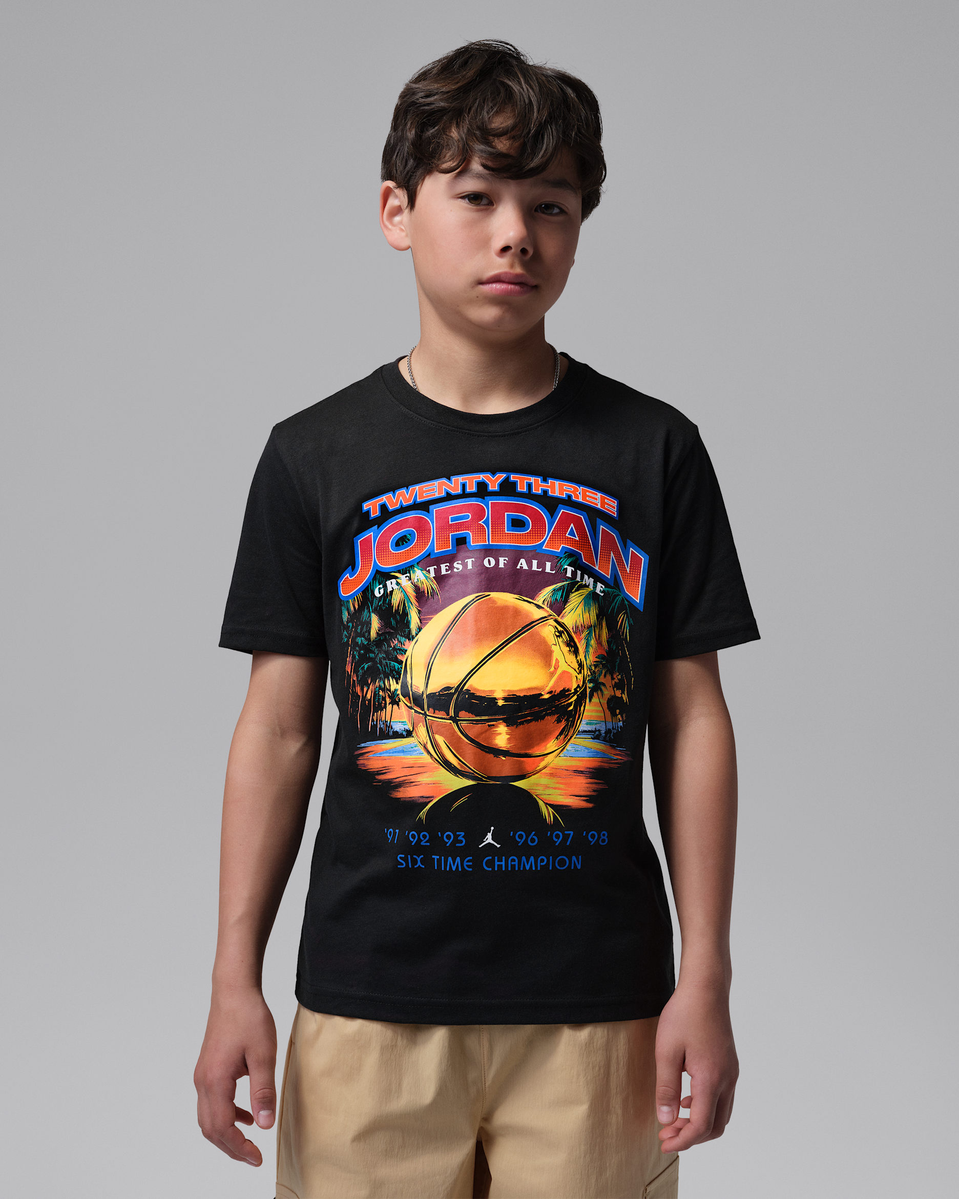Playera Venice Beach Hoops para niños talla grande Jordan - Negro