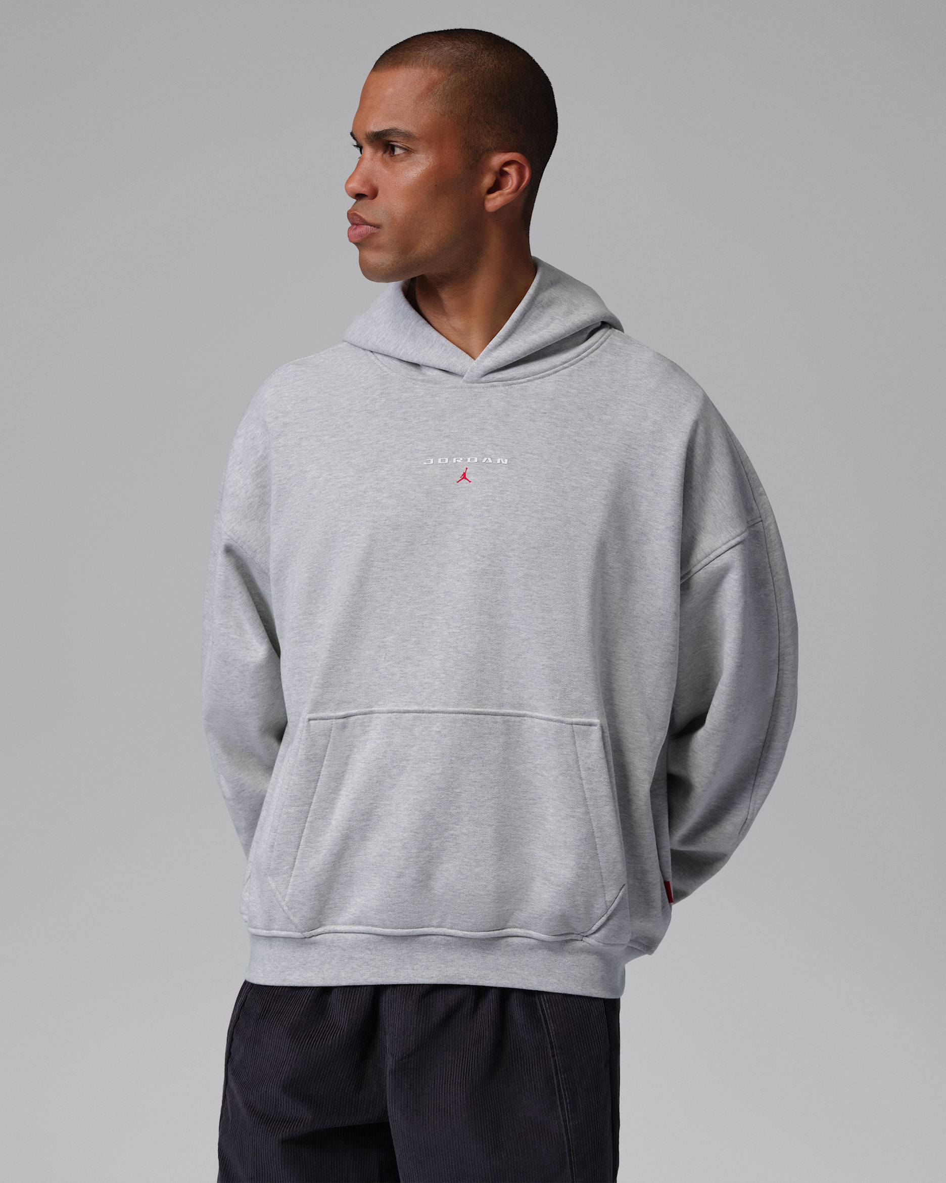 Felpa pullover oversize con cappuccio Jordan Flight Fleece – Uomo - Grey Heather