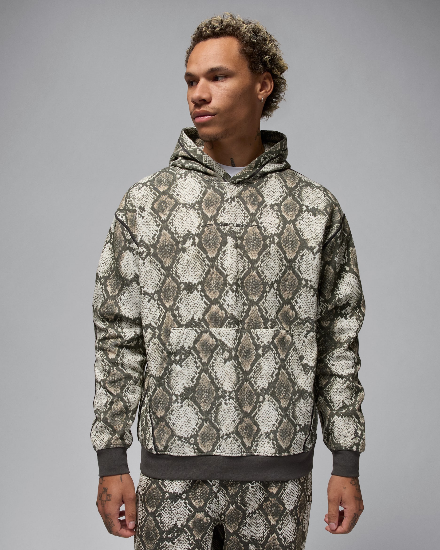 Sudadera con gorro sin cierre Dri-FIT estampada para hombre Jordan Sport Hoop Fleece - Vela/Periódico/Periódico