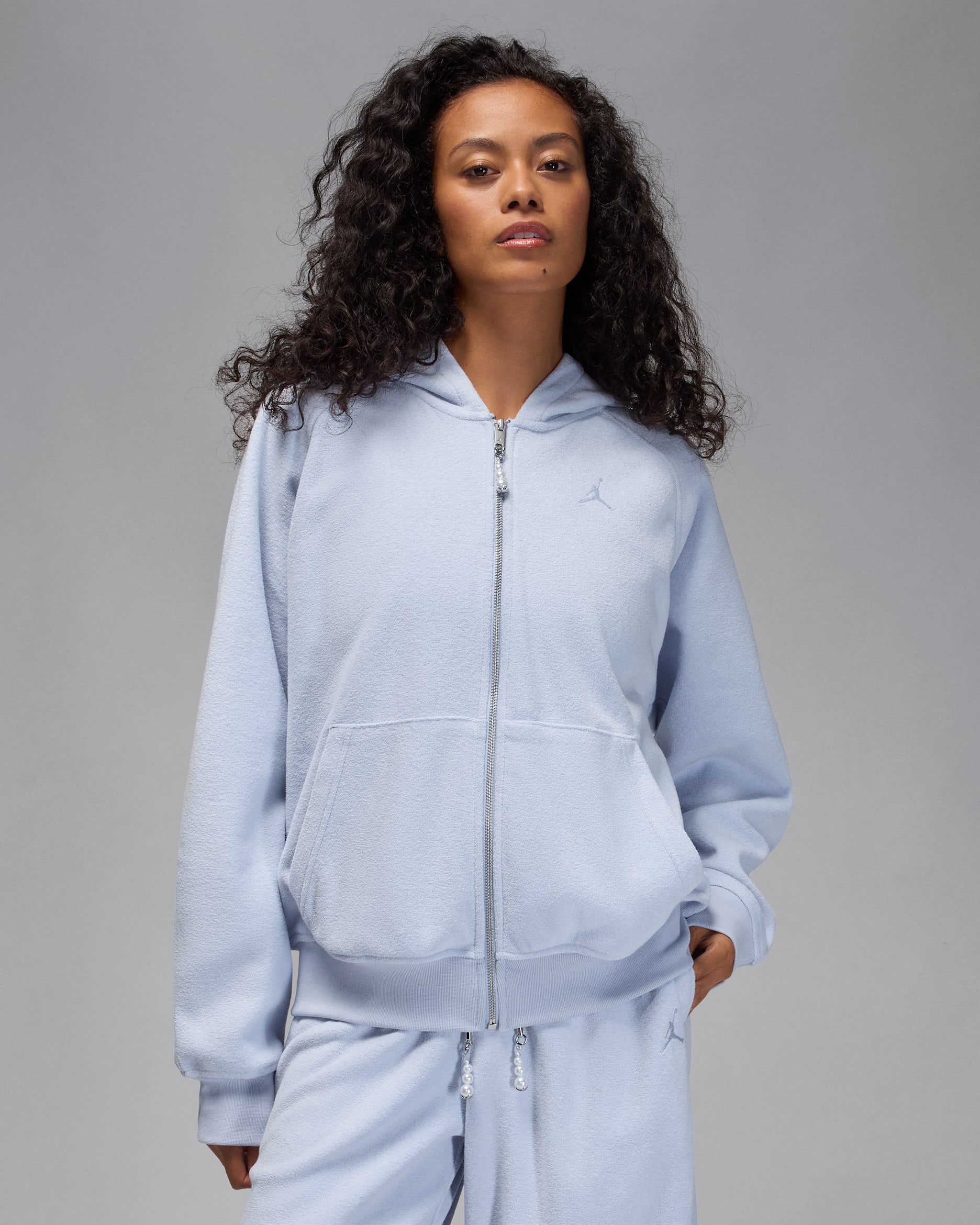 Sudadera con gorro y cierre completo para mujer Jordan Flight Fleece - Fantasma/Fantasma