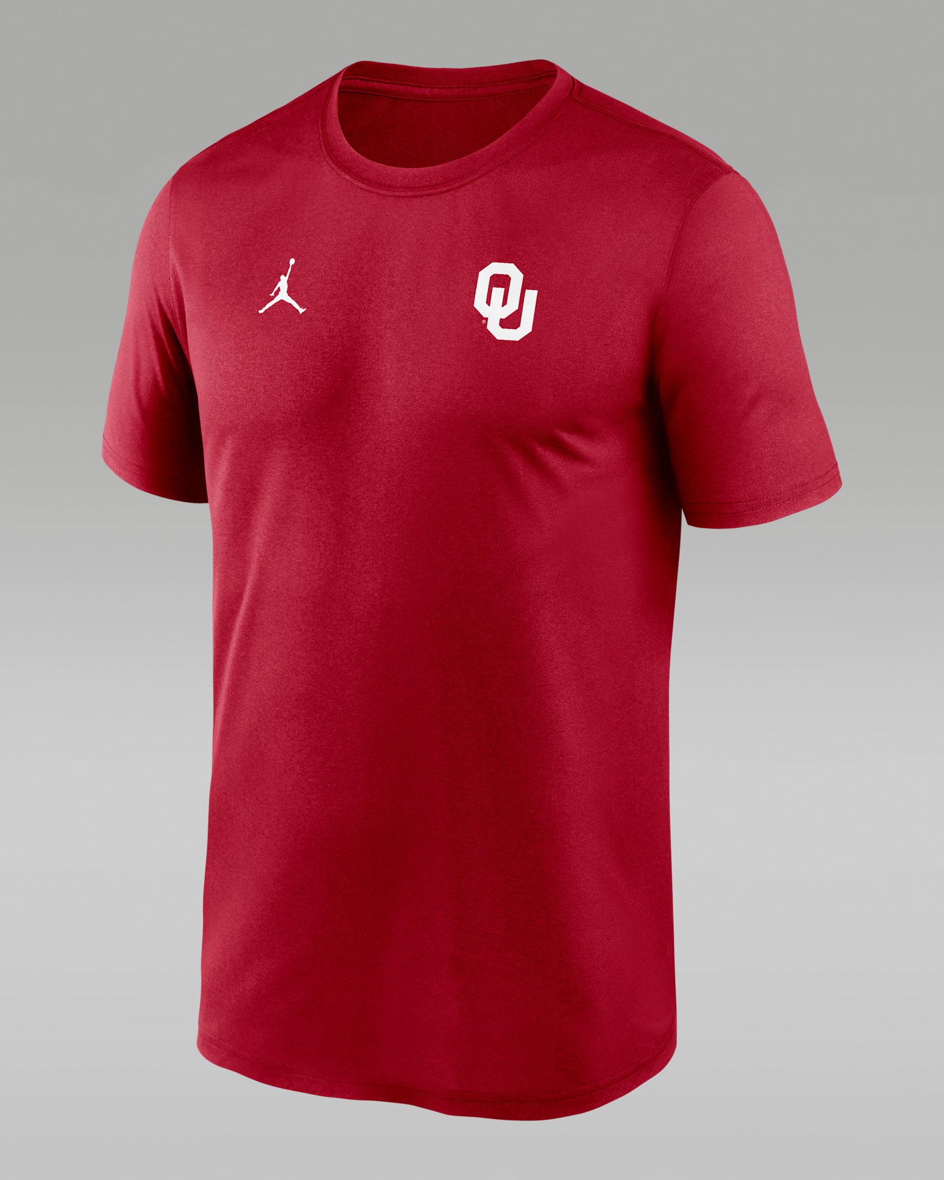 Playera universitaria marca Jordan Dri-FIT para hombre Oklahoma Sideline Legend Small Logo - Carmesí