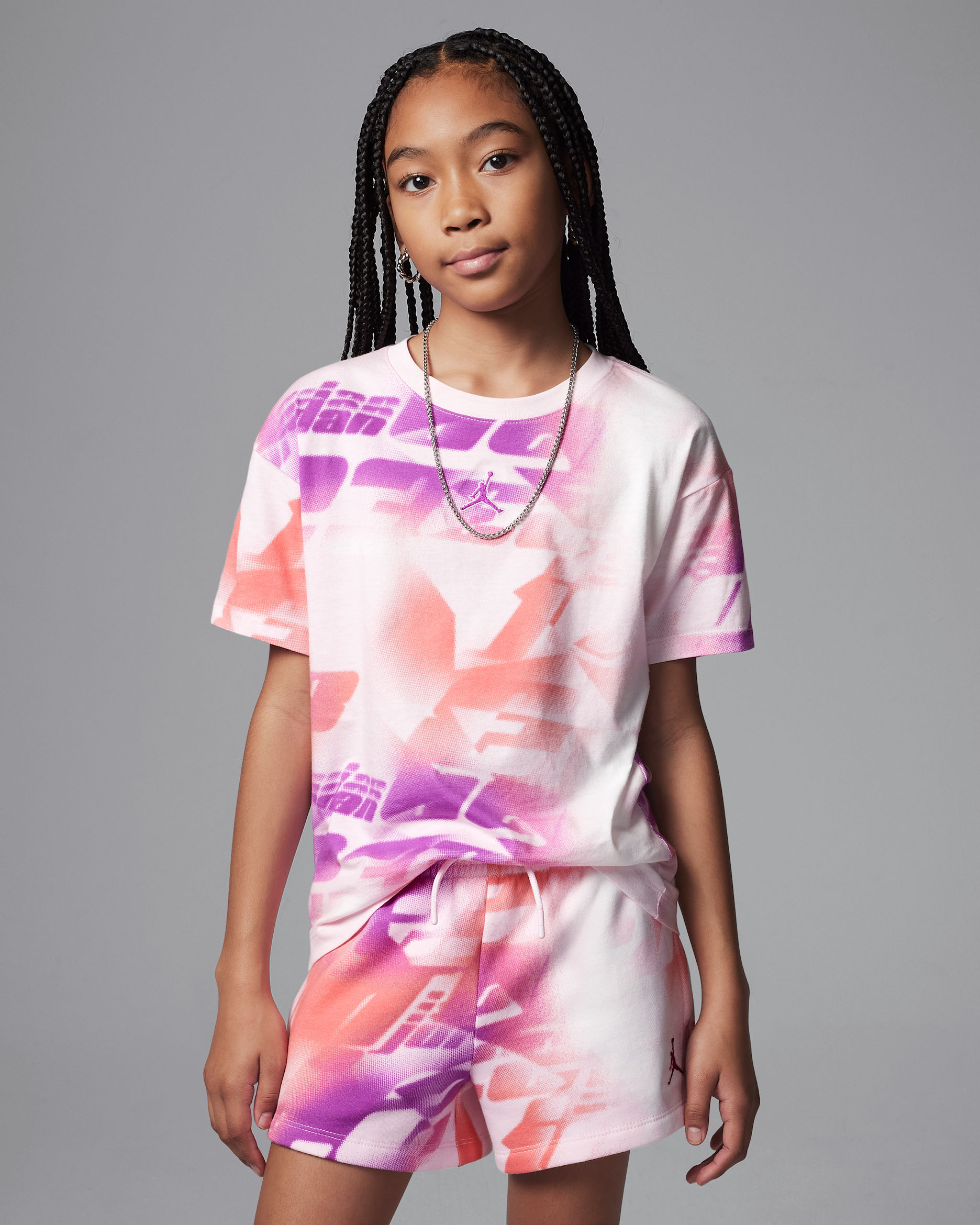 Playera estampada Triple Team para niños talla grande Jordan - Rosa ártico