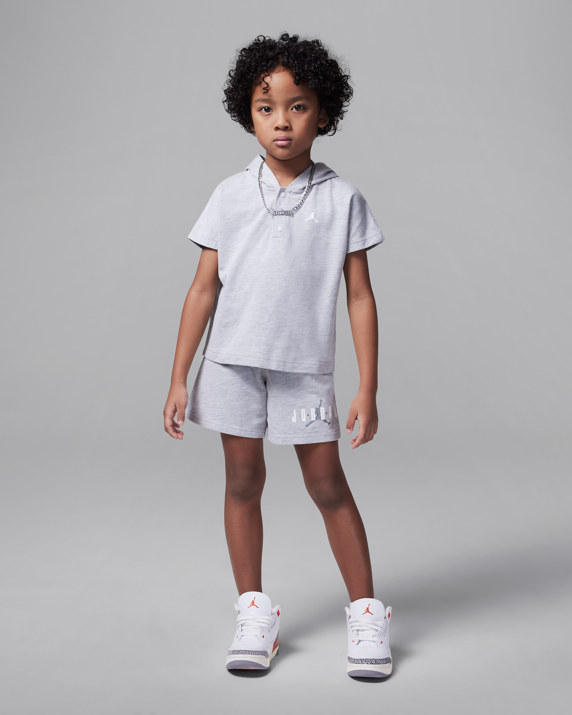 Jordan Little Kids' 2-Piece French Terry Henley Hoodie Set - Light Grey Heather