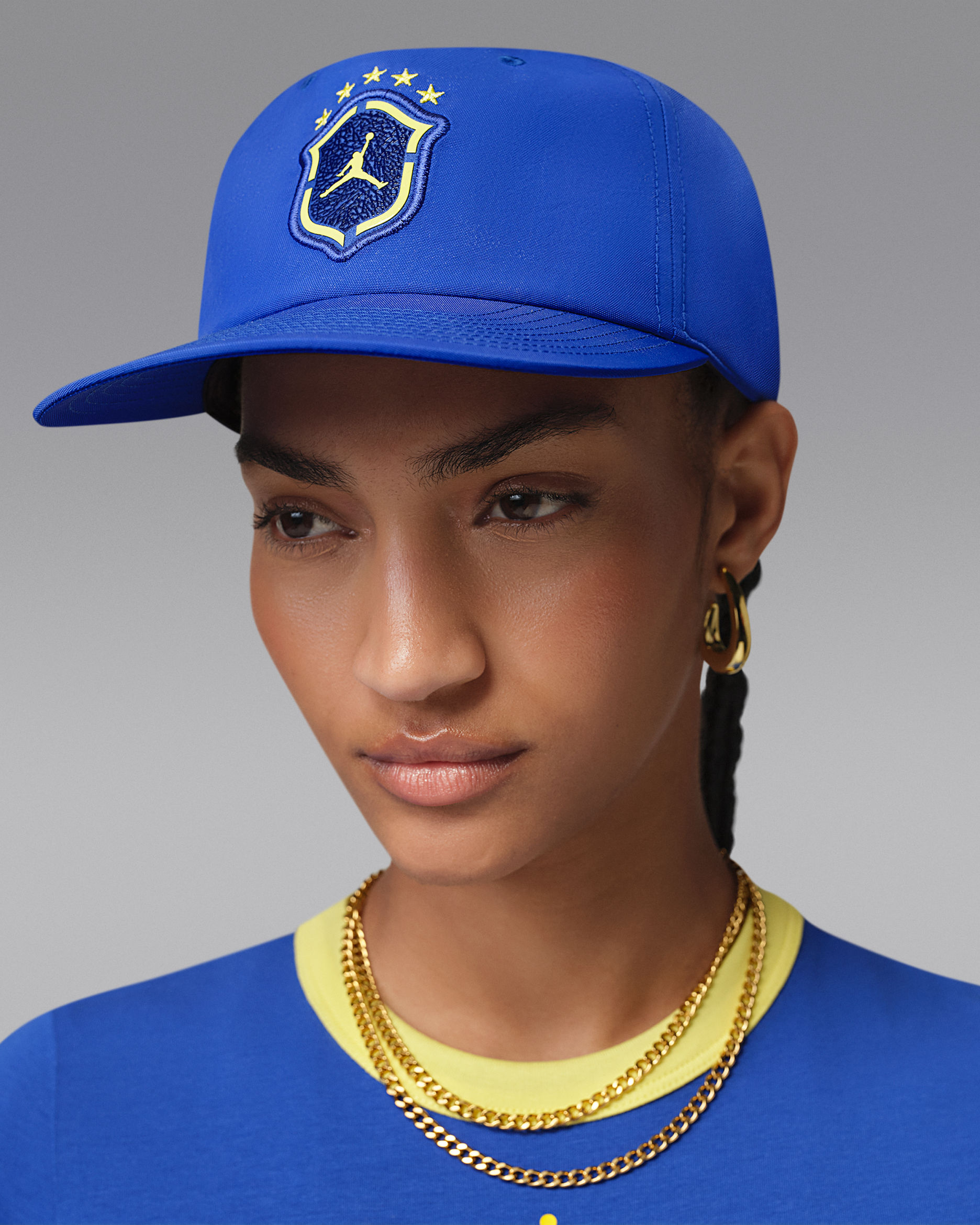 Jordan Pro Unstructured Flat-Bill Hat - Old Royal/Lucky Green/Yellow Pulse