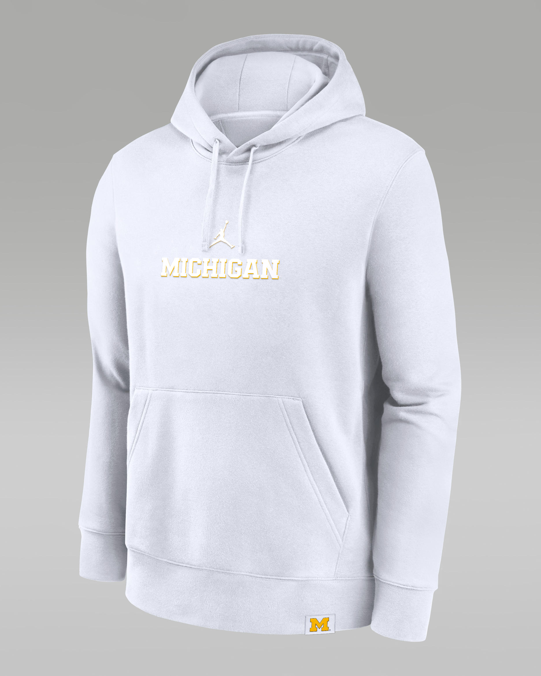 Michigan Wolverines Statement Wordmark Lockup Heavyweight Men's Nike College Pullover Hoodie - White