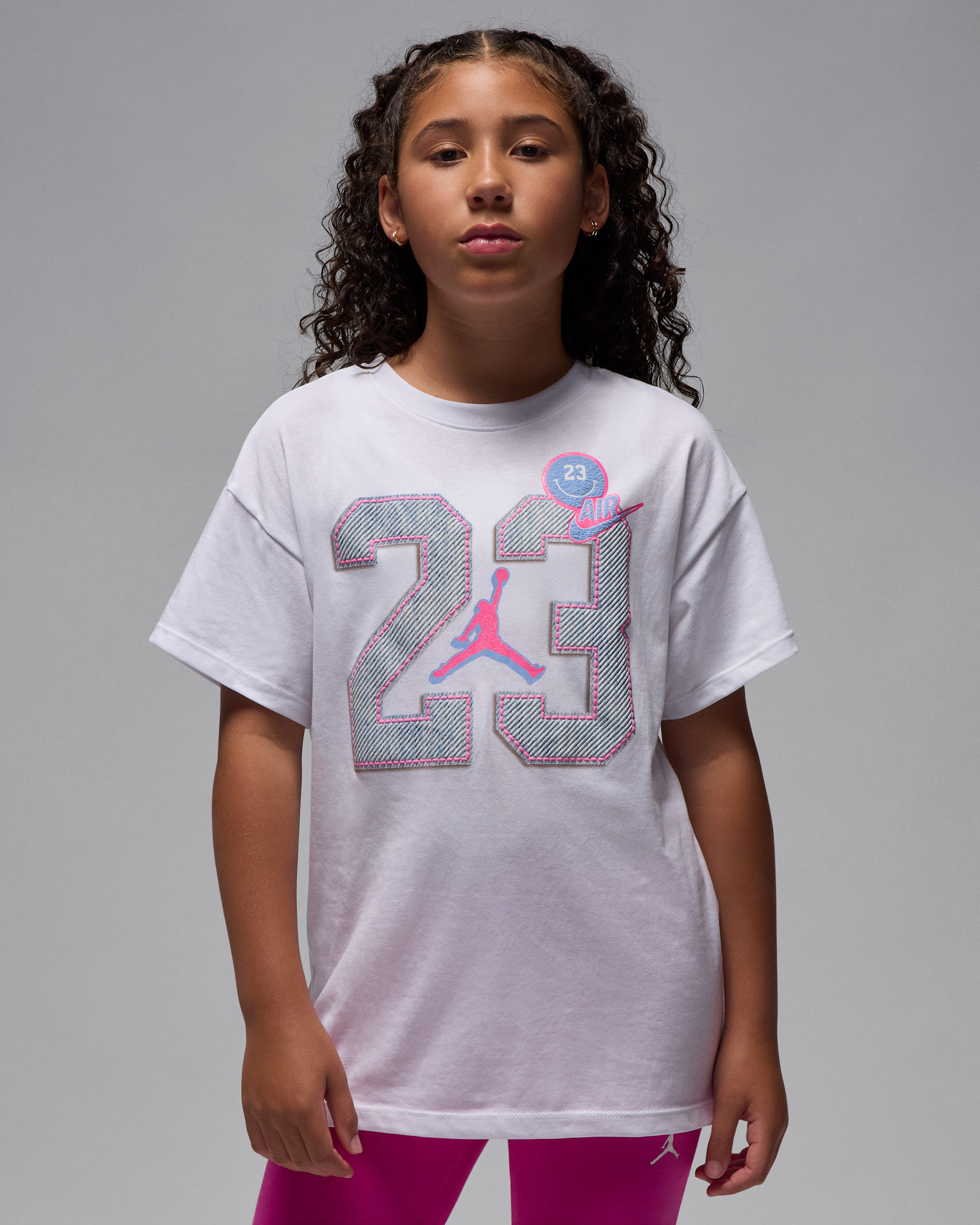 Jordan Blue Jeans and Bling Big Kids' T-Shirt - White