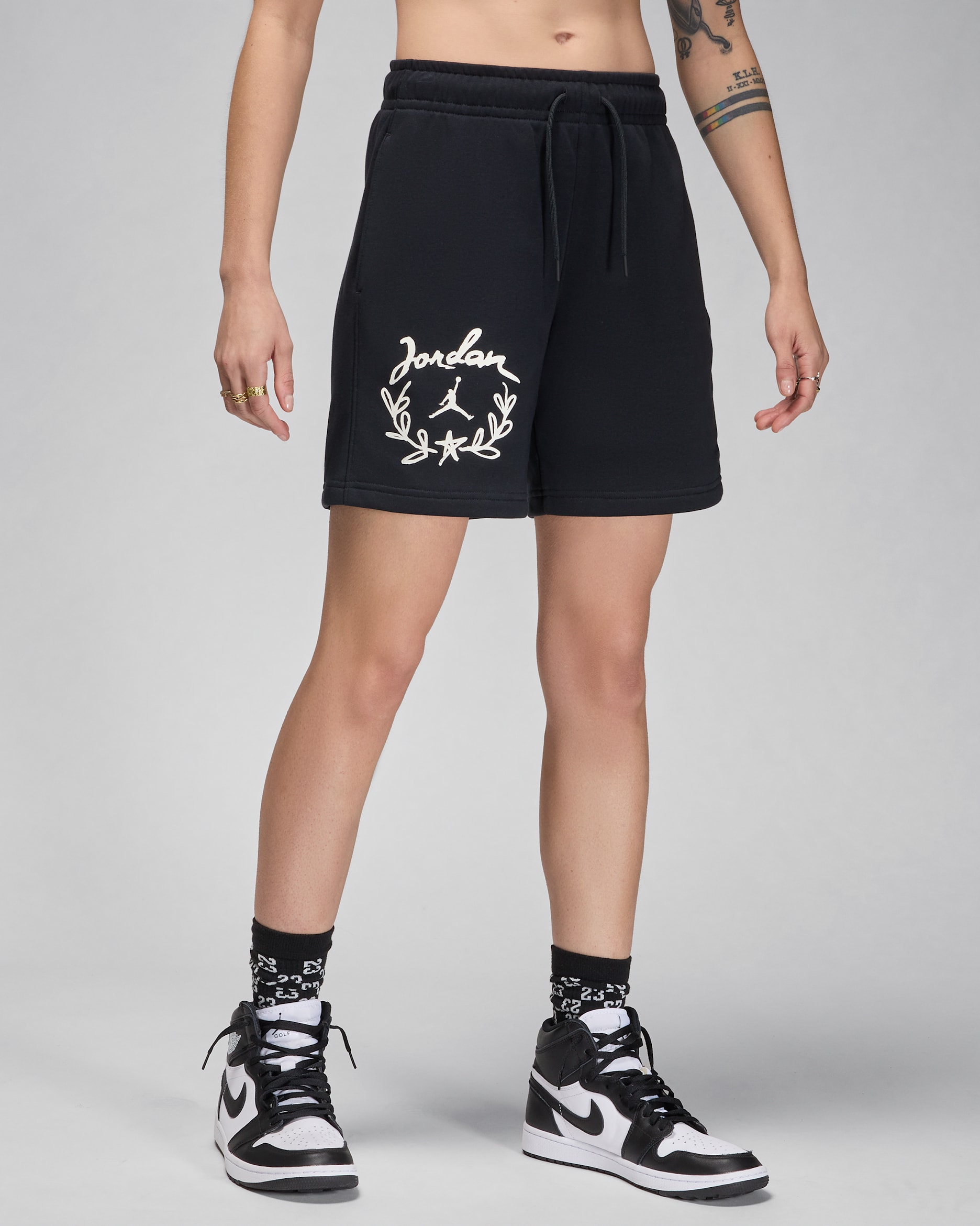 กางเกงขาสั้นผู้หญิงมีกราฟิก Jordan Brooklyn Fleece - ดำ/Sail
