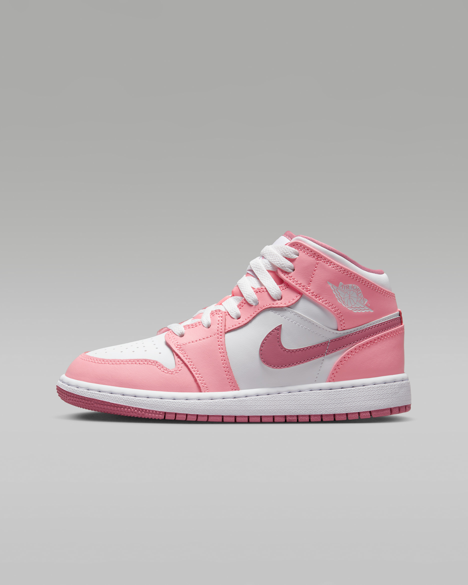 Air Jordan 1 Mid Older Kids' Shoes - Coral Chalk/White/Desert Berry